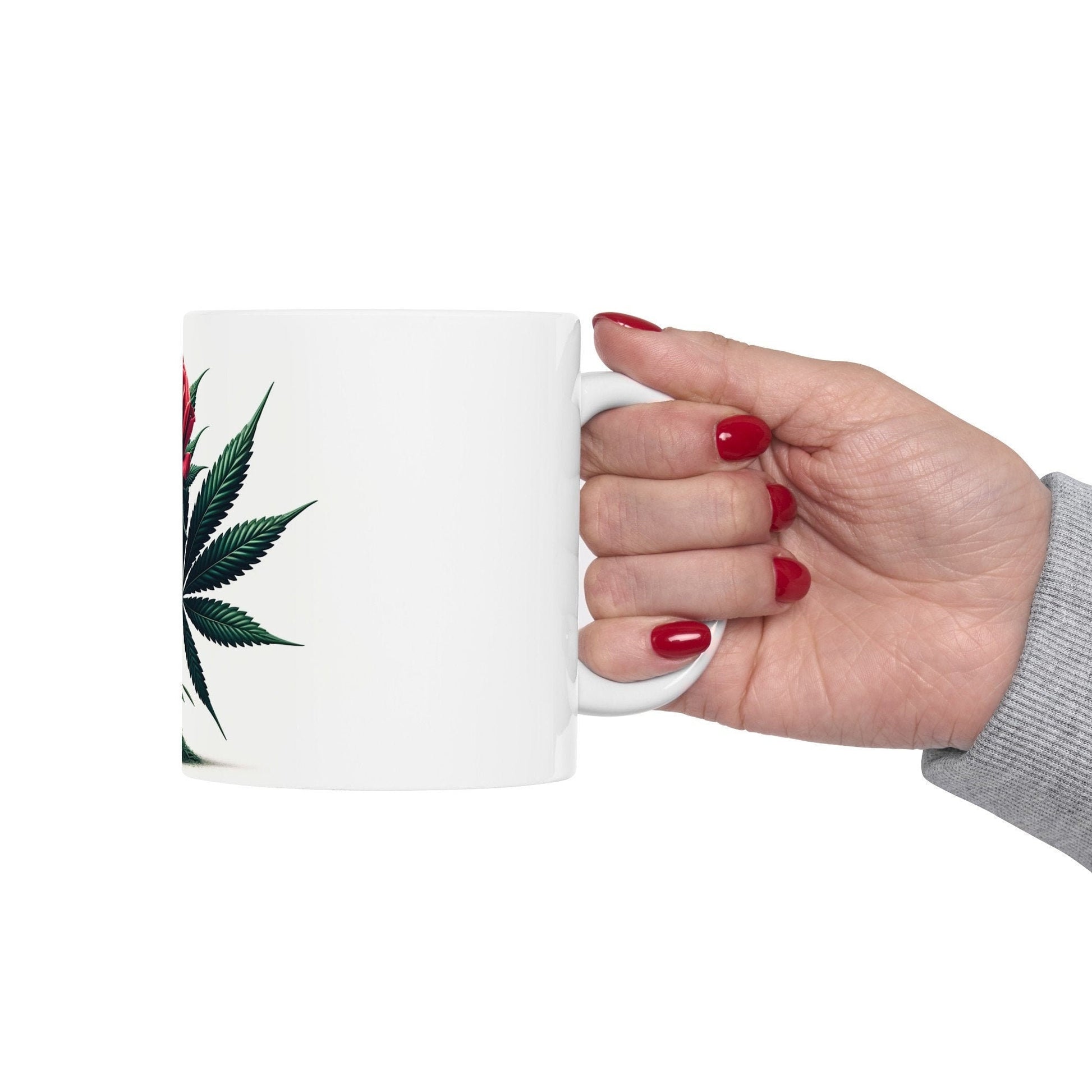 RED ROSE Weed FLOWER - Weed Coffee Mugs (11oz) Perfect Gift for Smokers/ Marijuana Gift; Wake and Bake Mug - Cannabis Cup / Stoner Mug