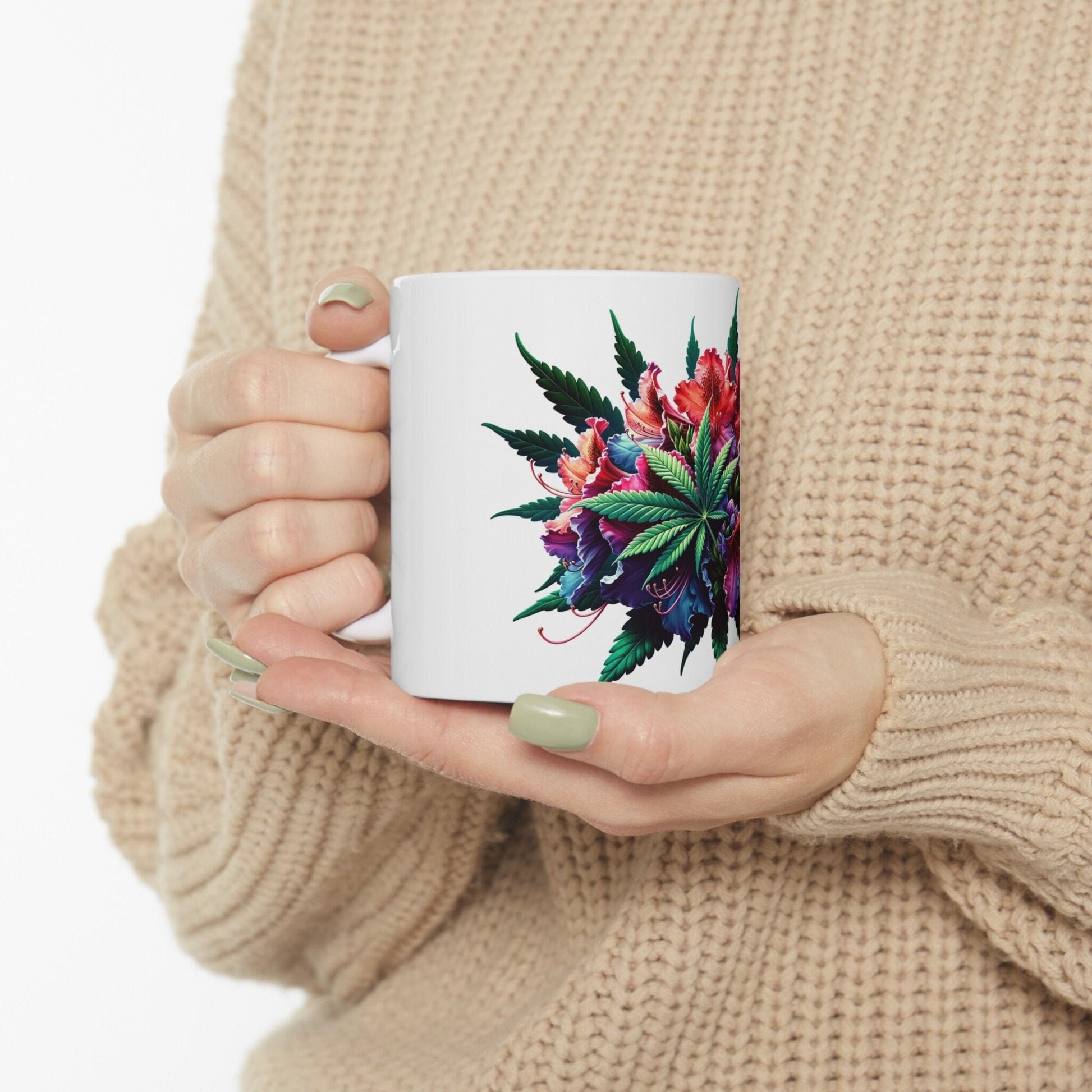 RHODODENDRON WEED FLOWER - Weed Coffee Mugs (11oz) Perfect Gift for Smokers/ Marijuana Gift; Wake and Bake Mug - Cannabis Cup / Stoner Mug