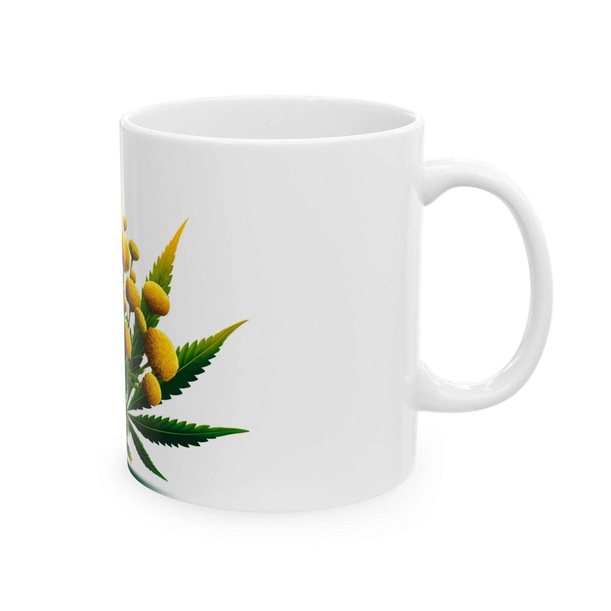 TANSY WEED FLOWER - Weed Coffee Mugs (11oz) Perfect Gift for Smokers/ Marijuana Gift; Wake and Bake Mug - Cannabis Cup / Stoner Mug