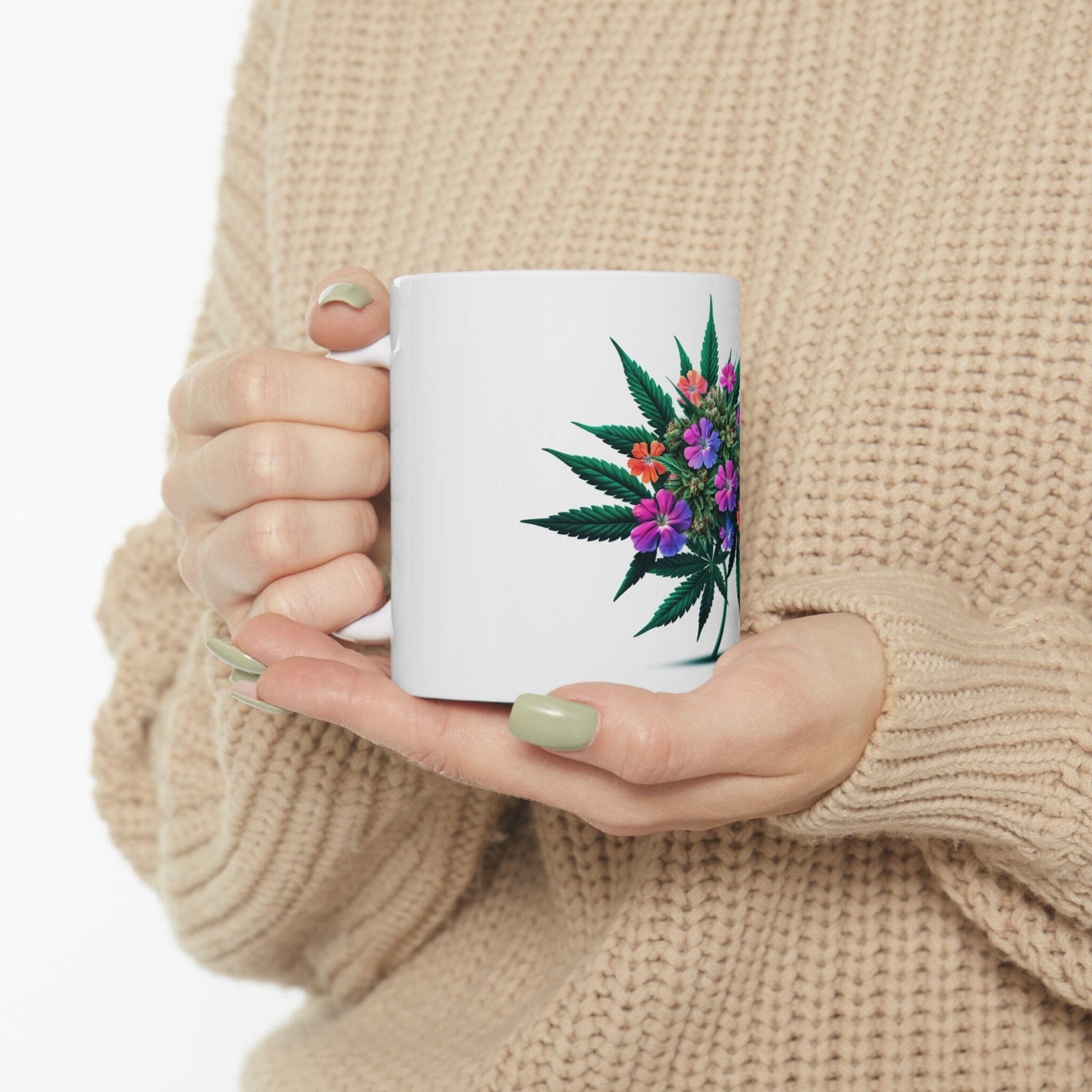 VERBENA WEED FLOWER - Weed Coffee Mugs (11oz) Perfect Gift for Smokers/ Marijuana Gift; Wake and Bake Mug - Cannabis Cup / Stoner Mug