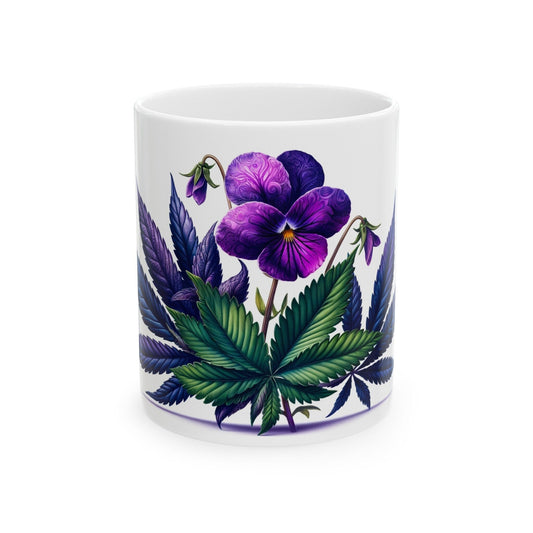 VIOLET WEED FLOWER - Weed Coffee Mugs (11oz) Perfect Gift for Smokers/ Marijuana Gift; Wake and Bake Mug - Cannabis Cup / Stoner Mug