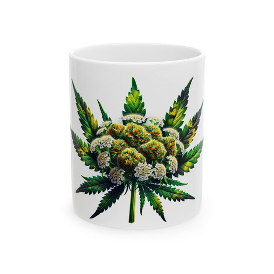 YARROW WEED FLOWER - Weed Coffee Mugs (11oz) Perfect Gift for Smokers/ Marijuana Gift; Wake and Bake Mug - Cannabis Cup / Stoner Mug