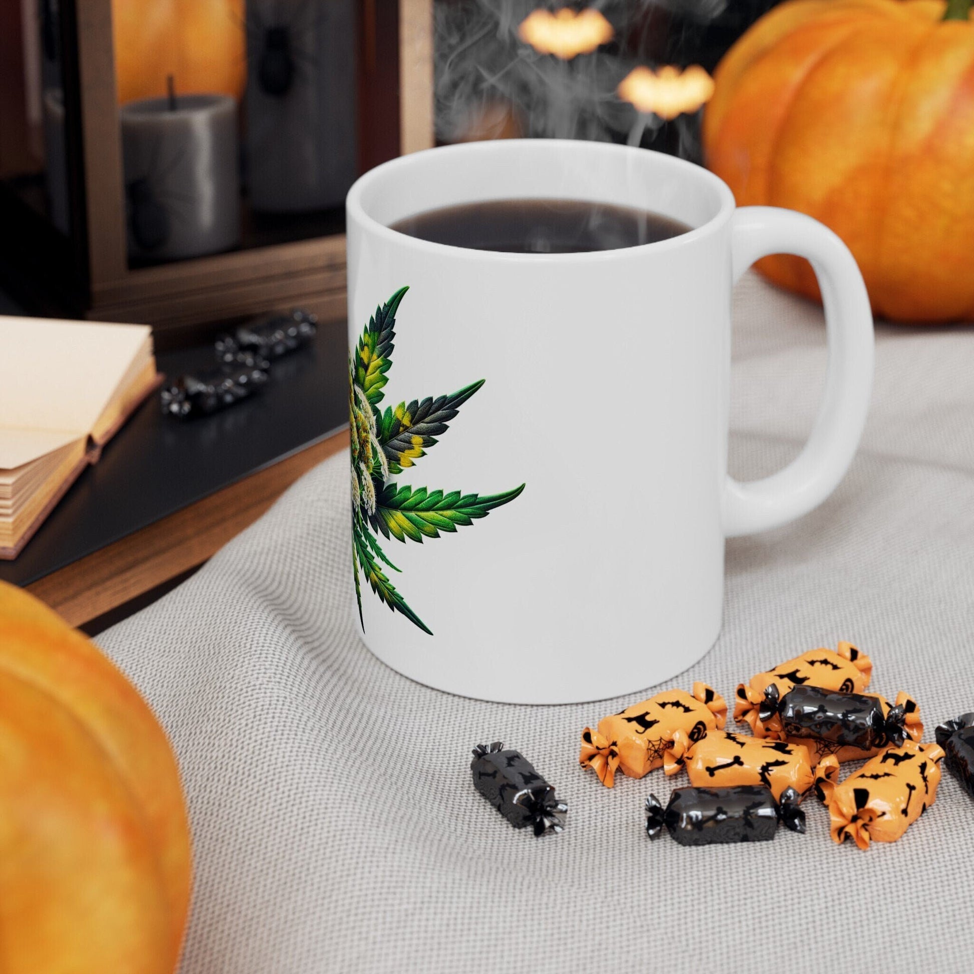 YARROW WEED FLOWER - Weed Coffee Mugs (11oz) Perfect Gift for Smokers/ Marijuana Gift; Wake and Bake Mug - Cannabis Cup / Stoner Mug