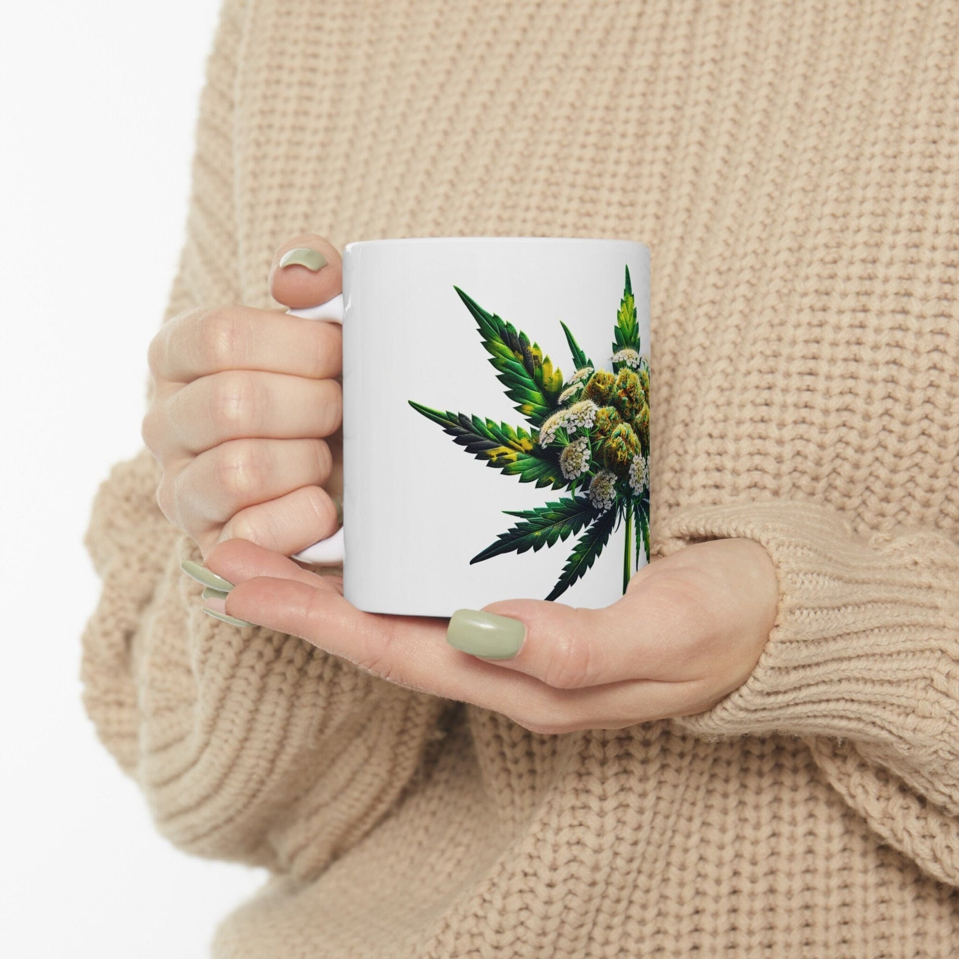 YARROW WEED FLOWER - Weed Coffee Mugs (11oz) Perfect Gift for Smokers/ Marijuana Gift; Wake and Bake Mug - Cannabis Cup / Stoner Mug
