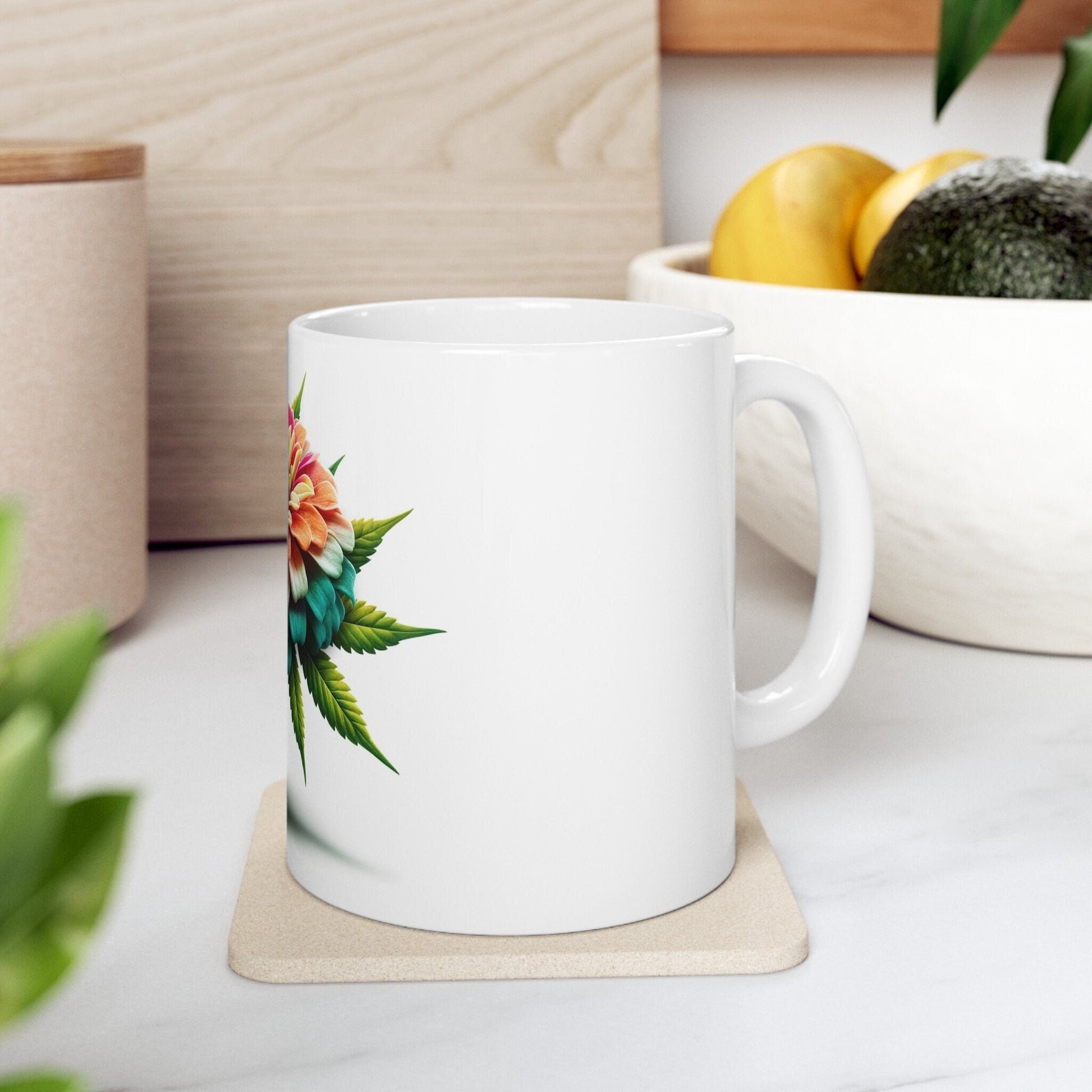 ZINNIA WEED FLOWER - Weed Coffee Mugs (11oz) Perfect Gift for Smokers/ Marijuana Gift; Wake and Bake Mug - Cannabis Cup / Stoner Mug