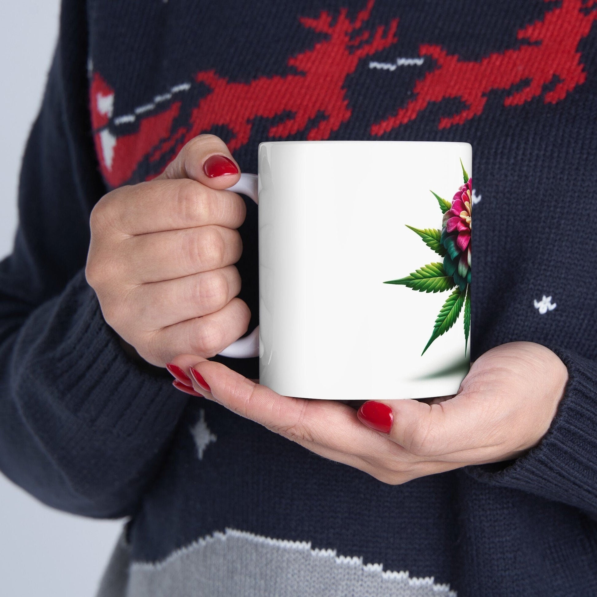 ZINNIA WEED FLOWER - Weed Coffee Mugs (11oz) Perfect Gift for Smokers/ Marijuana Gift; Wake and Bake Mug - Cannabis Cup / Stoner Mug