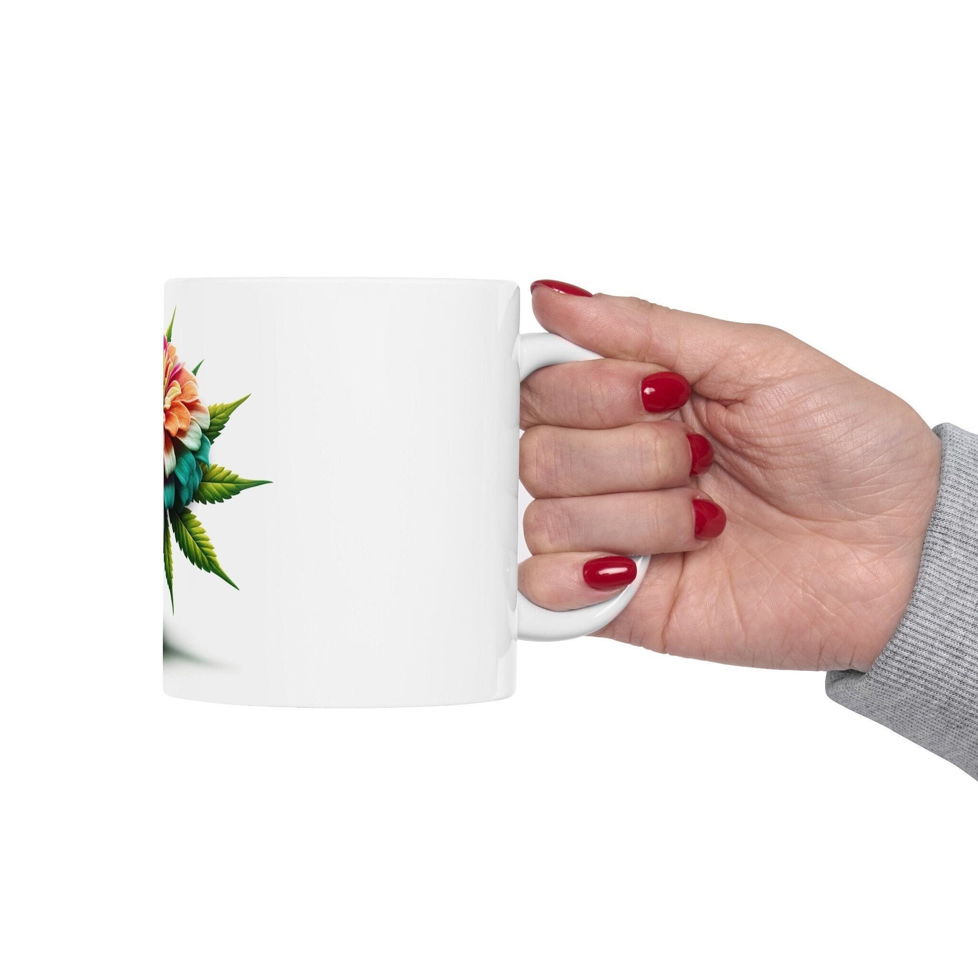 ZINNIA WEED FLOWER - Weed Coffee Mugs (11oz) Perfect Gift for Smokers/ Marijuana Gift; Wake and Bake Mug - Cannabis Cup / Stoner Mug