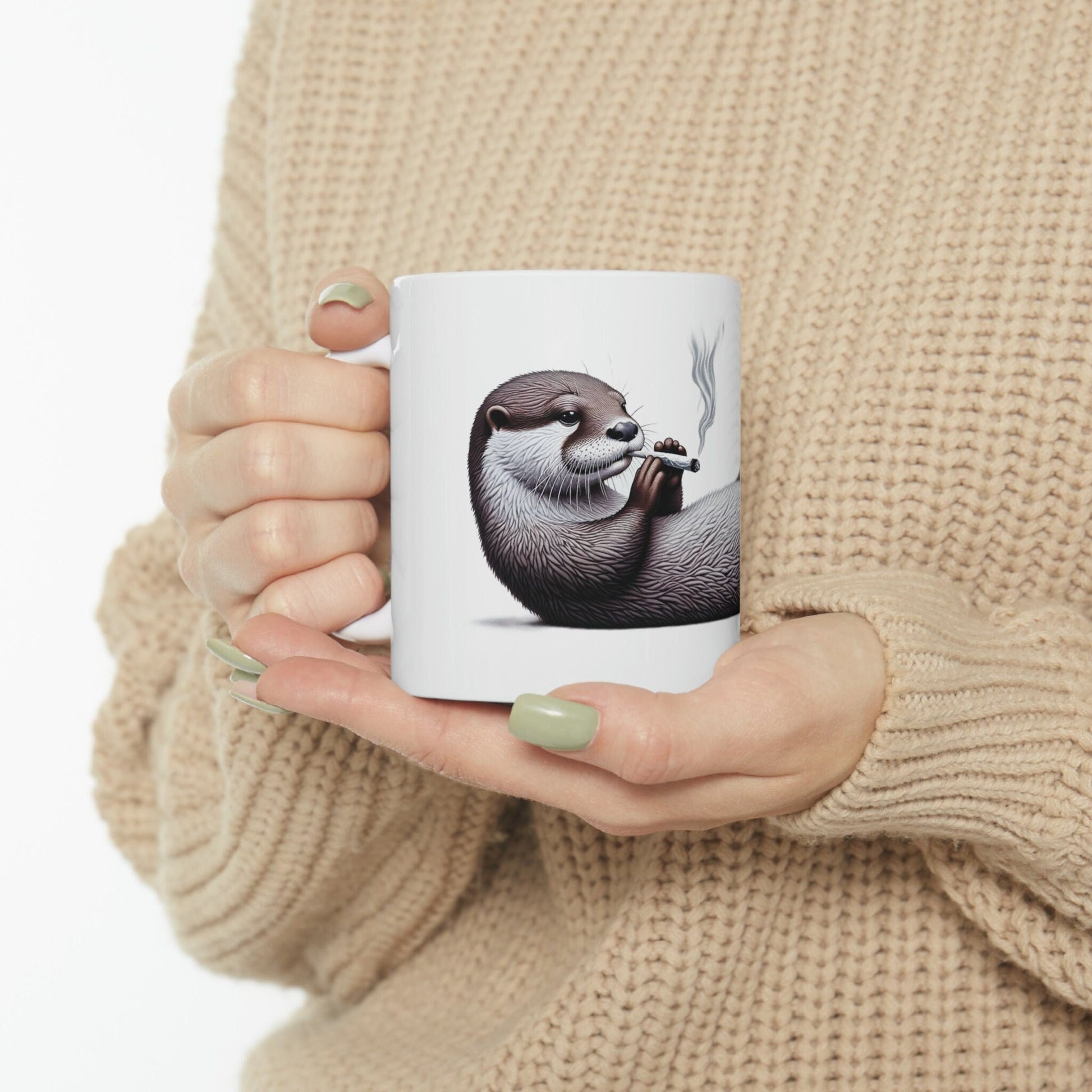 OTTER - WEED Themed Coffee Mugs - Perfect Gift for Smokers, Stoners, Growers; Animal Lovers - Marijuana Mug for Wake and Bake