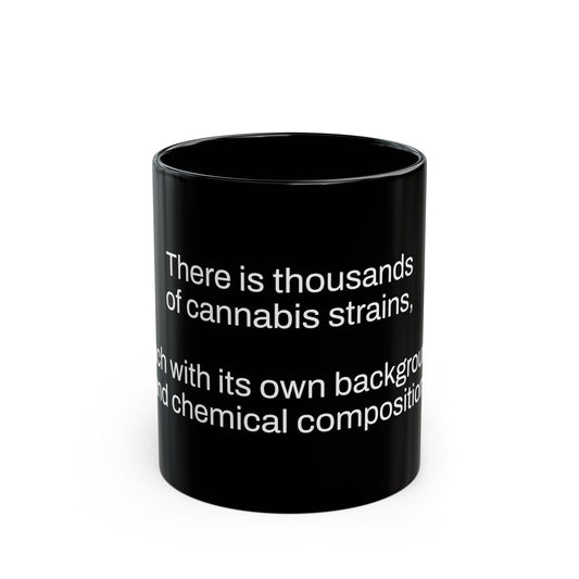 STRAIN COUNT Weed Fact - Weed Coffee Mug (11oz) - Perfect Gift for Smokers, Stoners, Growers; Wake and Bake Mug / Weed Mug / BLACK Mug