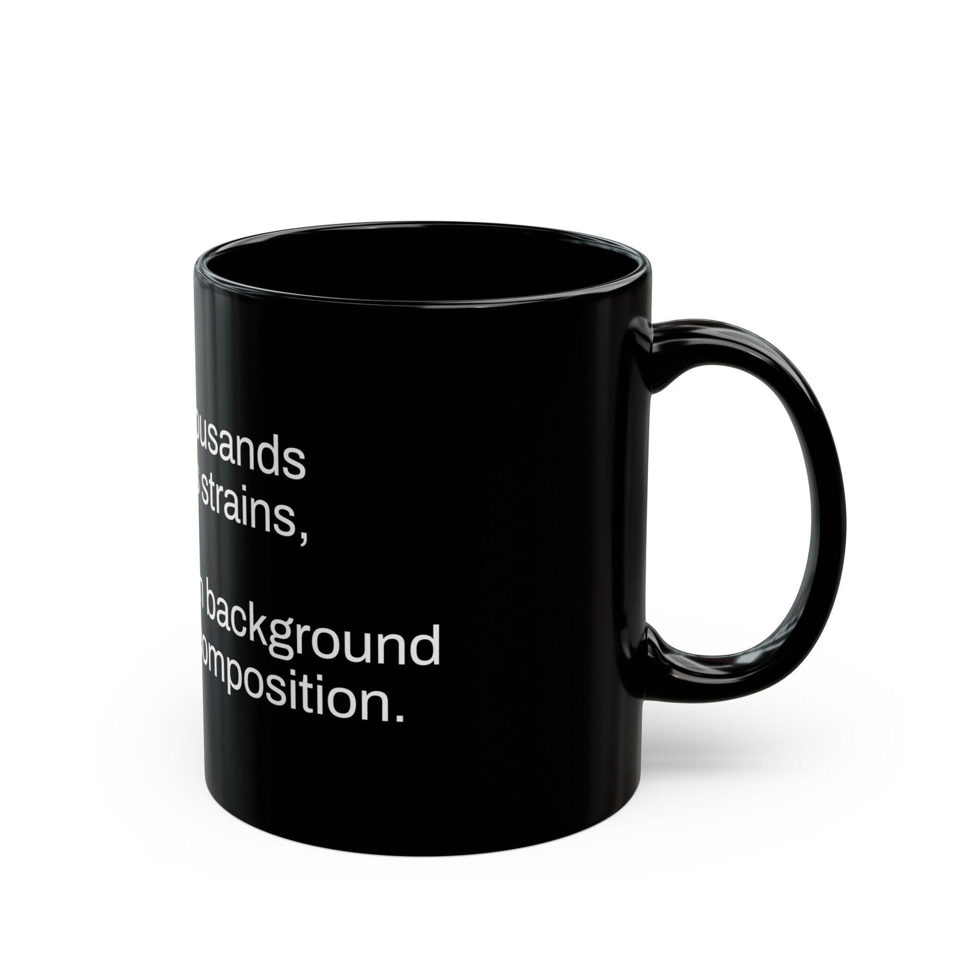 STRAIN COUNT Weed Fact - Weed Coffee Mug (11oz) - Perfect Gift for Smokers, Stoners, Growers; Wake and Bake Mug / Weed Mug / BLACK Mug
