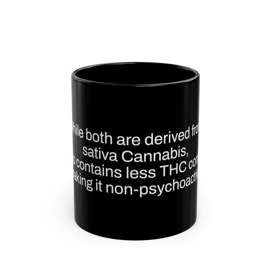 HEMP vs THC Weed Fact - Weed Coffee Mug (11oz) - Perfect Gift for Smokers, Stoners, Growers; Wake and Bake Mug / Weed Mug / BLACK Mug