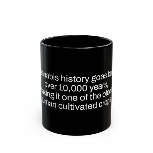 HISTORY Weed Fact - Weed Coffee Mug (11oz) - Perfect Gift for Smokers, Stoners, Growers; Wake and Bake Mug / Weed Mug / BLACK Mug