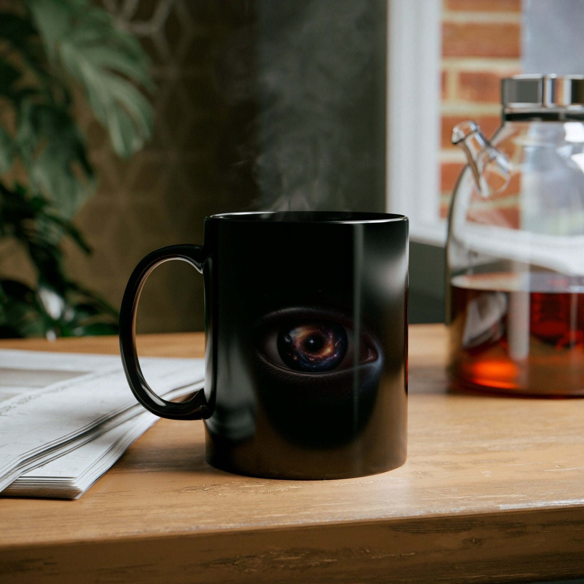 STARRY EYE - Black Base Coffee Mugs (11oz) Perfect Gift for Smokers, Stoners, Space Lovers; Wake and Bake Mug / Space Mug