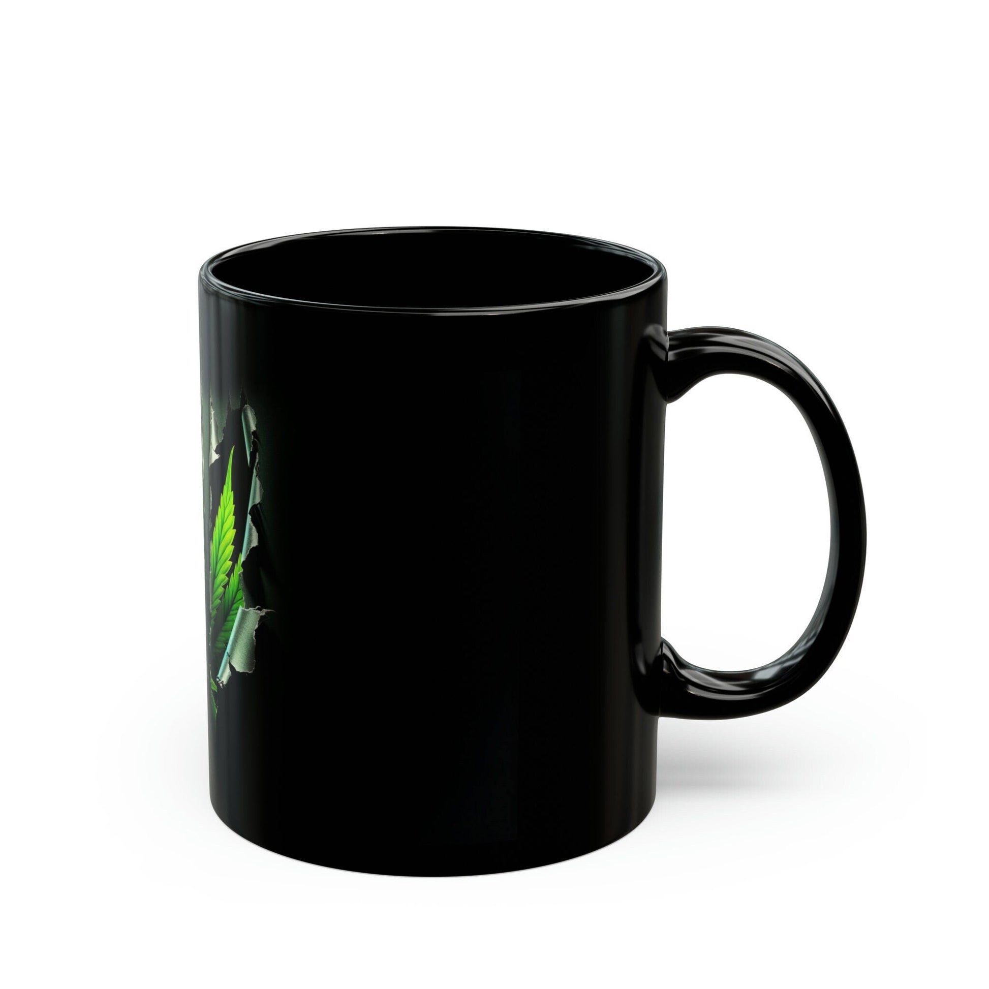 WEED SLASH - Black Base Coffee Mugs - Perfect Gift for Smokers, Stoners, Growers; Wake and Bake Mug / Weed Mug / Cannabis Cup