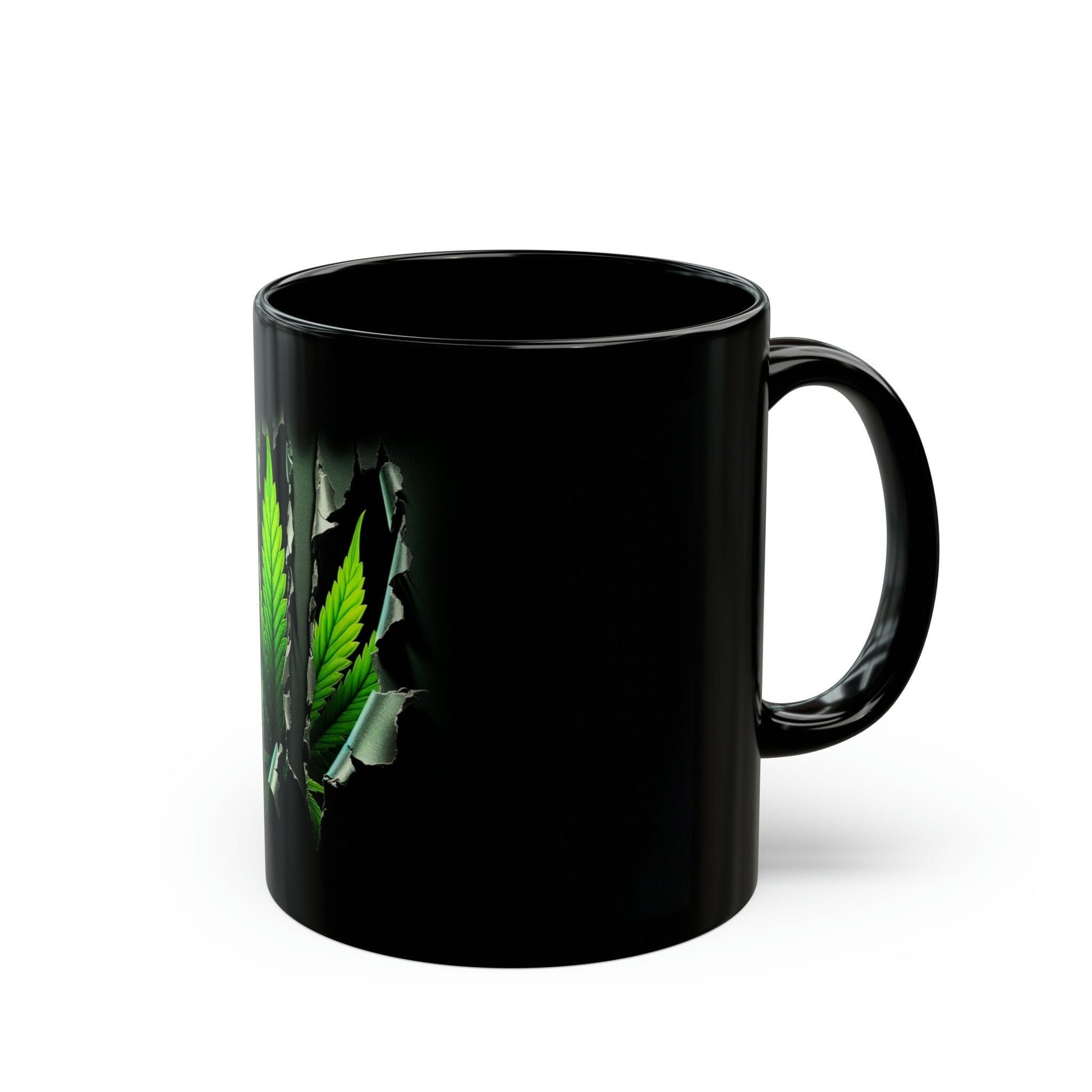 WEED SLASH - Black Base Coffee Mugs - Perfect Gift for Smokers, Stoners, Growers; Wake and Bake Mug / Weed Mug / Cannabis Cup