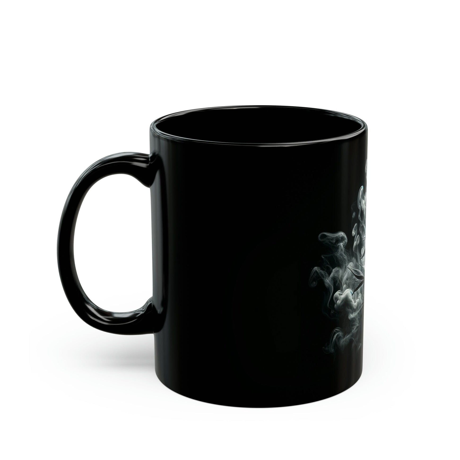SMOKEY PLANT - Black Base Coffee Mugs - Perfect Gift for Smokers, Stoners, Marijuana Lovers, Growers; Weed Mug / Stoner Mug