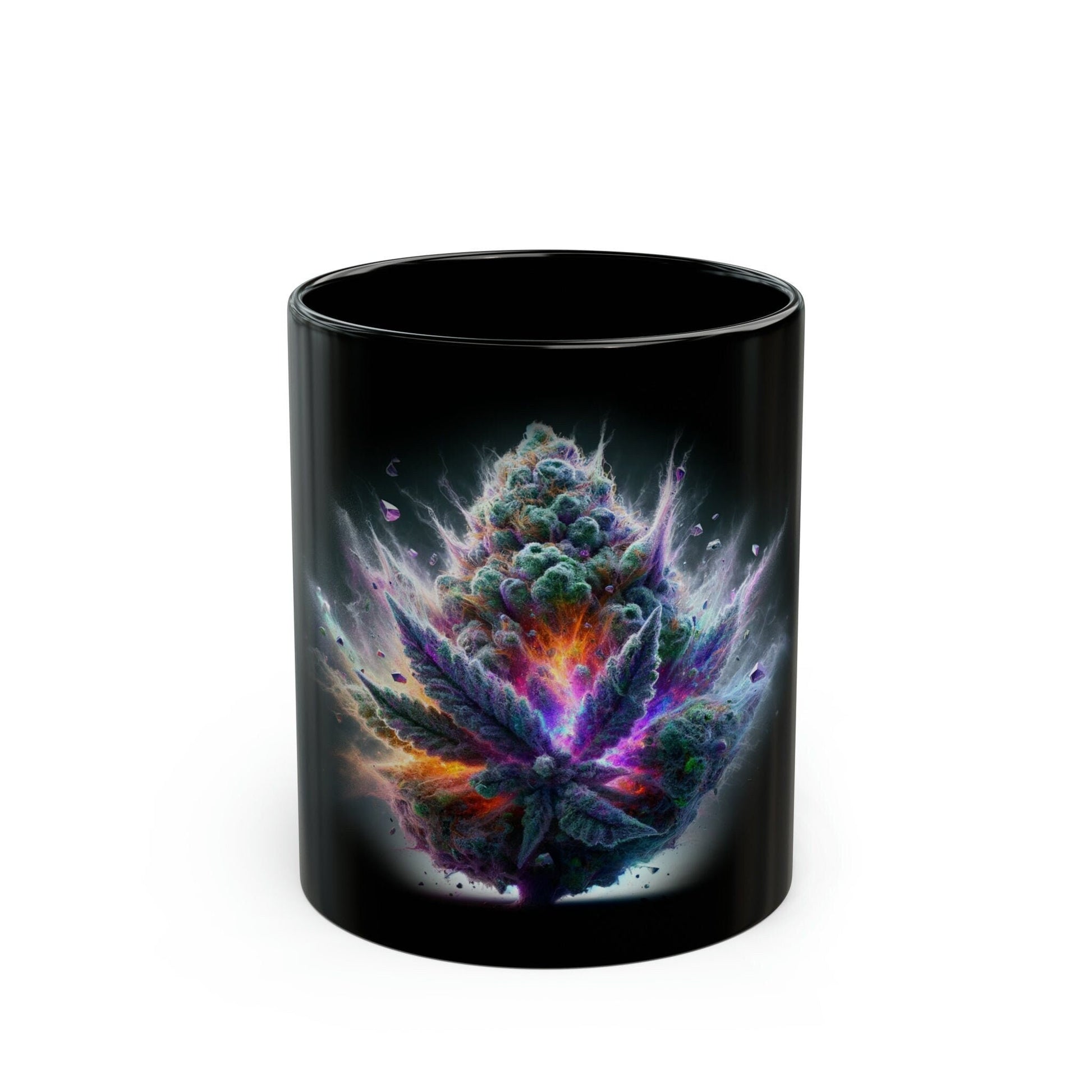 PURPLE WEED PLOSION - Black Base Coffee Mugs - Perfect Gift for Smokers, Stoners, Marijuana Lovers, Growers; Weed Mug / Stoner Mug