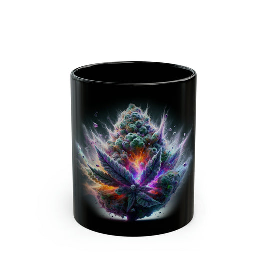 PURPLE WEED PLOSION - Black Base Coffee Mugs - Perfect Gift for Smokers, Stoners, Marijuana Lovers, Growers; Weed Mug / Stoner Mug