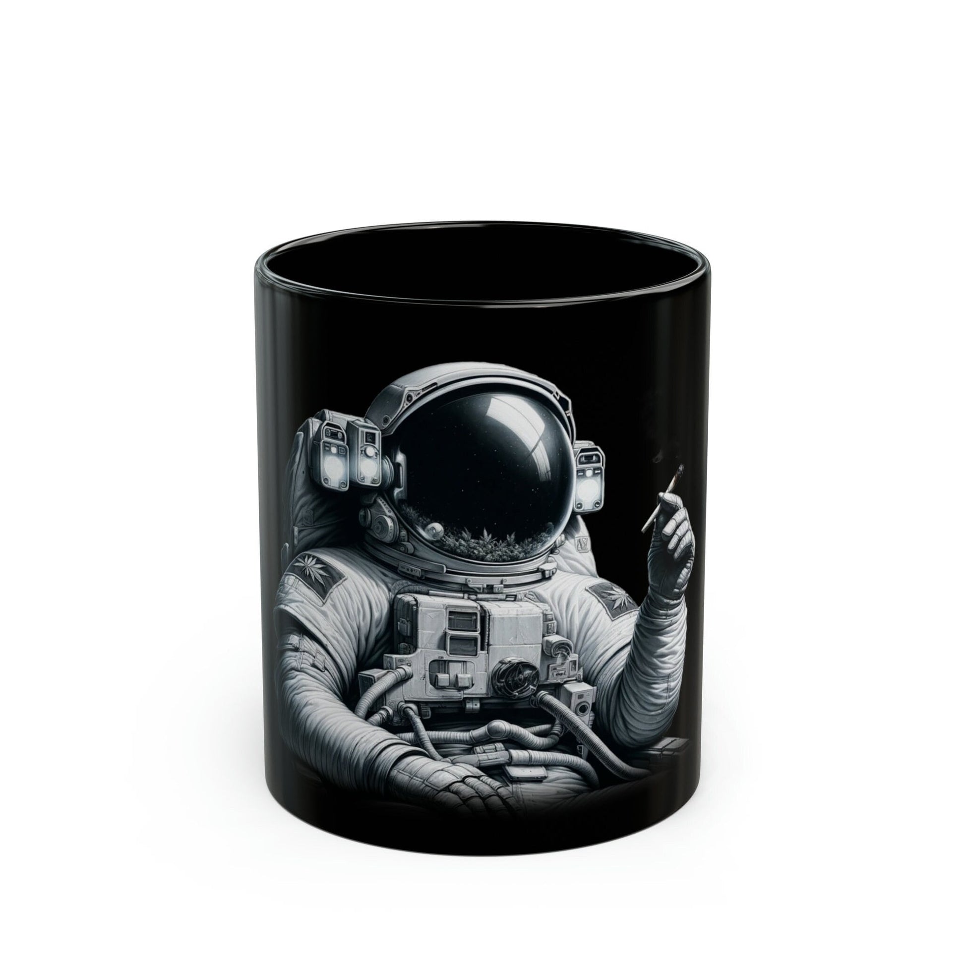 STONER ASTRONAUT - Black Base Coffee Mugs - Perfect Gift for Smokers, Stoners, Marijuana Lovers, Growers; WEED Mug / Stoner Mug