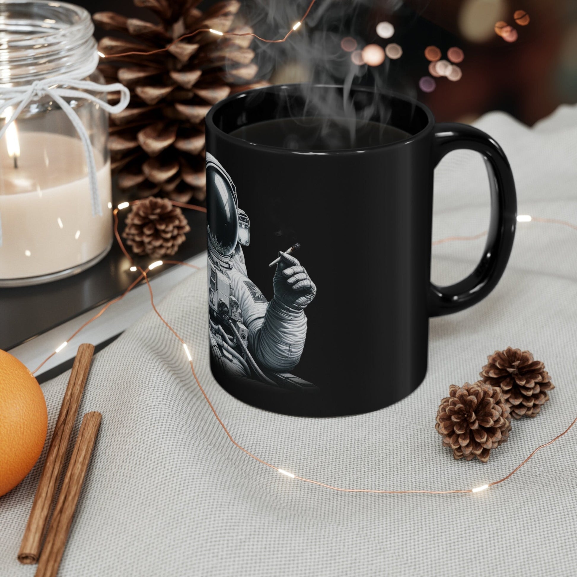 STONER ASTRONAUT - Black Base Coffee Mugs - Perfect Gift for Smokers, Stoners, Marijuana Lovers, Growers; WEED Mug / Stoner Mug