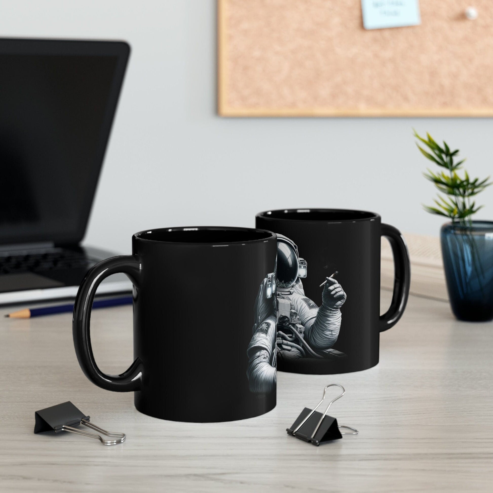 STONER ASTRONAUT - Black Base Coffee Mugs - Perfect Gift for Smokers, Stoners, Marijuana Lovers, Growers; WEED Mug / Stoner Mug
