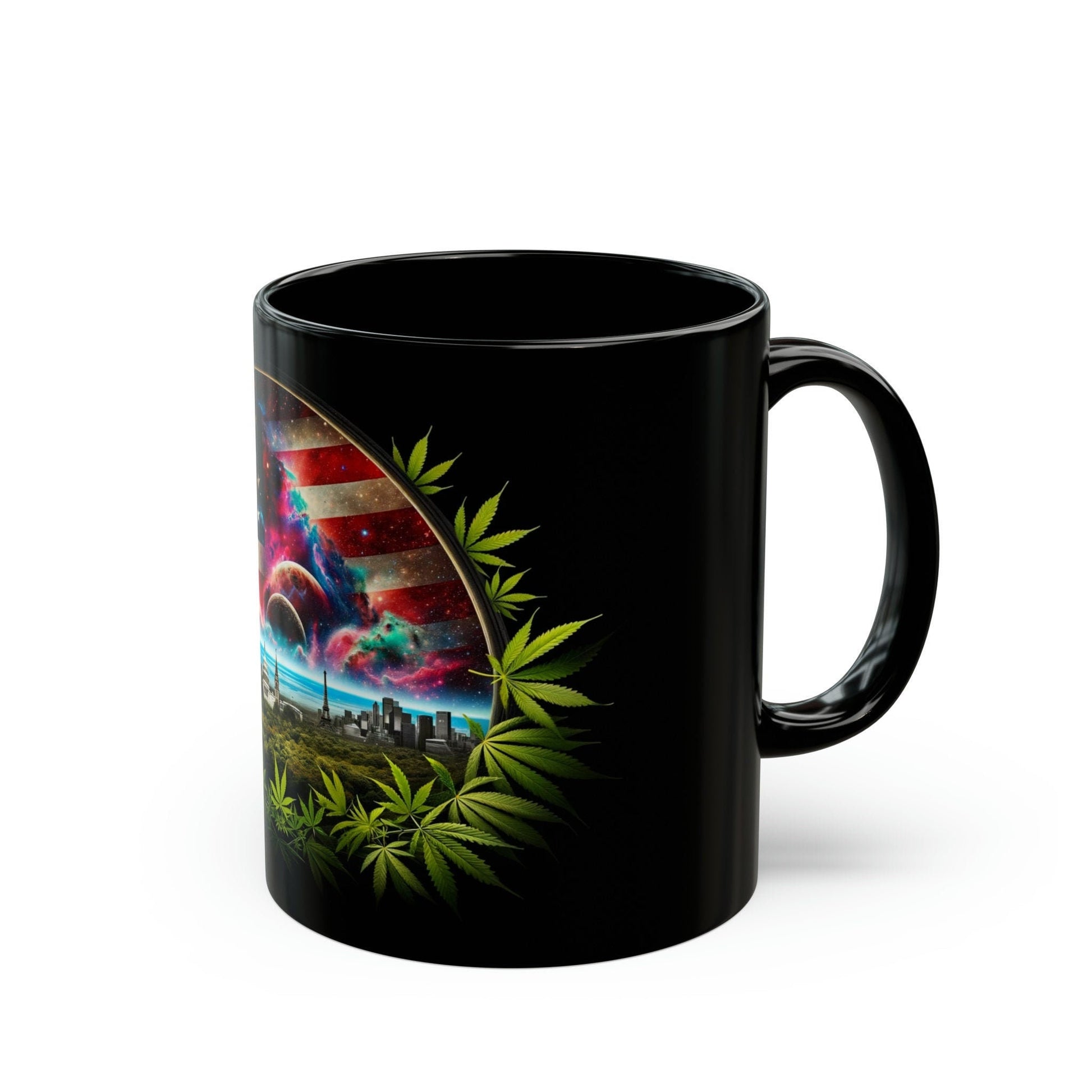 AMERICAN CANNABIS - Black Base Coffee Mugs - Perfect Gift for Smokers, Stoners, Marijuana Lovers, Growers; WEED Mug / Stoner Mug