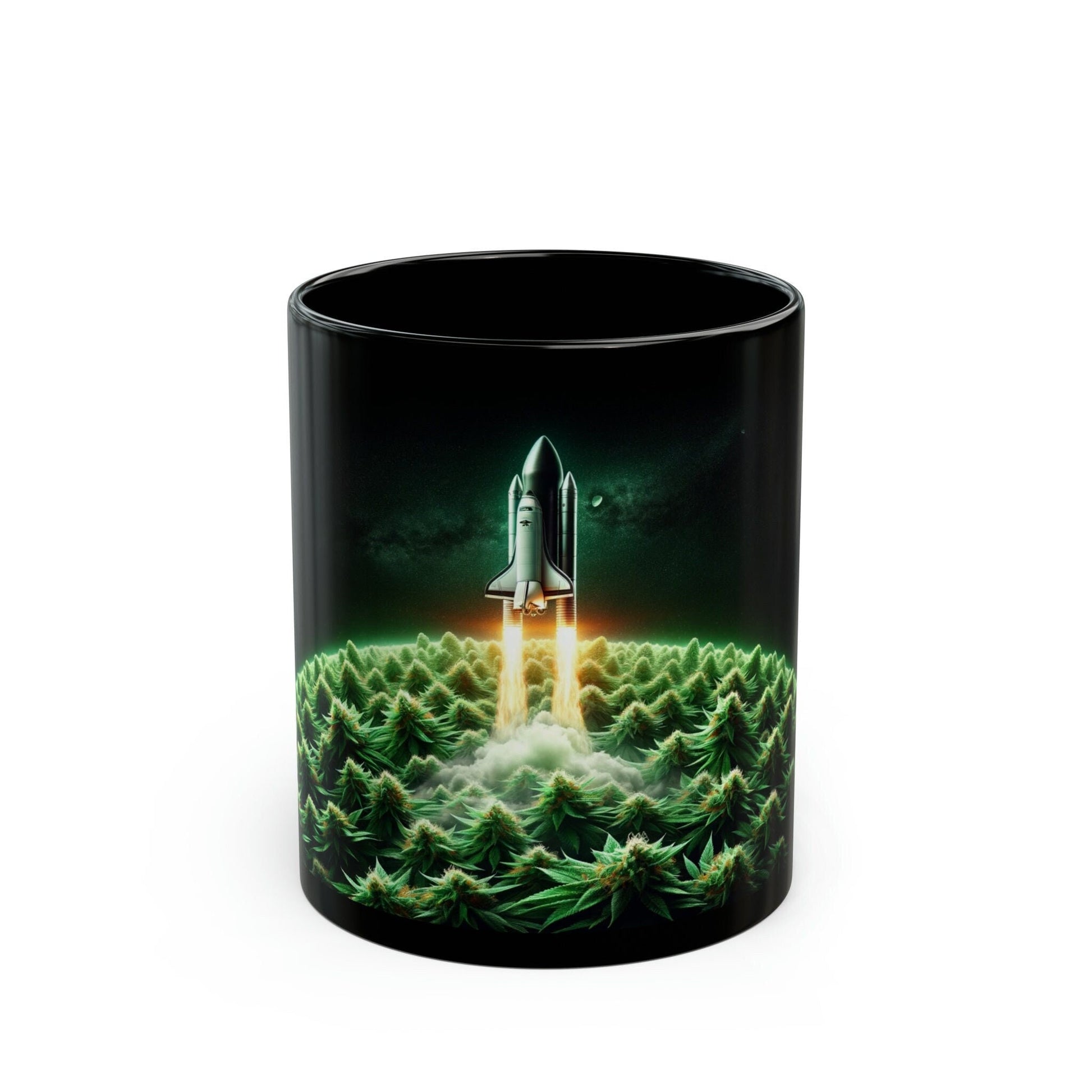 WEED PLANET - Black Base Coffee Mugs - Perfect Gift for Smokers, Stoners, Marijuana Lovers, Growers; Weed Mug / Space Mug