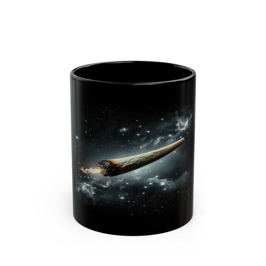 SPACE JOINT - Black Base WEED Coffee Mugs - Perfect Gift for Smokers, Stoners, Marijuana Lovers, Growers; Weed Mug / Space Mug