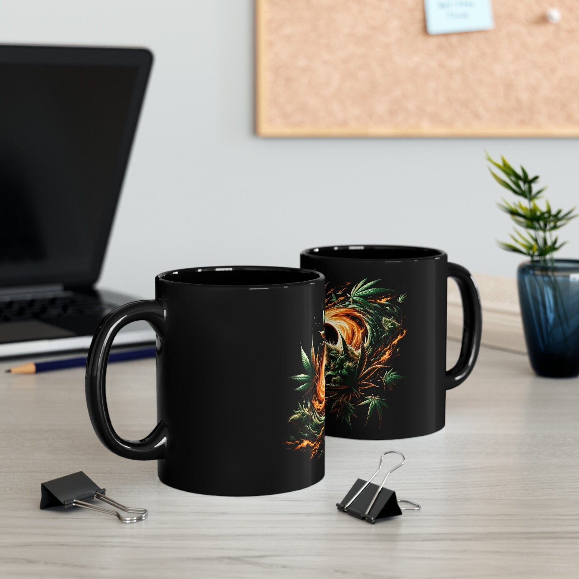BLACK HOLE of WEED - Black Base Coffee Mugs - Perfect Gift for Smokers, Stoners, Marijuana Lovers, Growers; Weed Mug / Space Mug