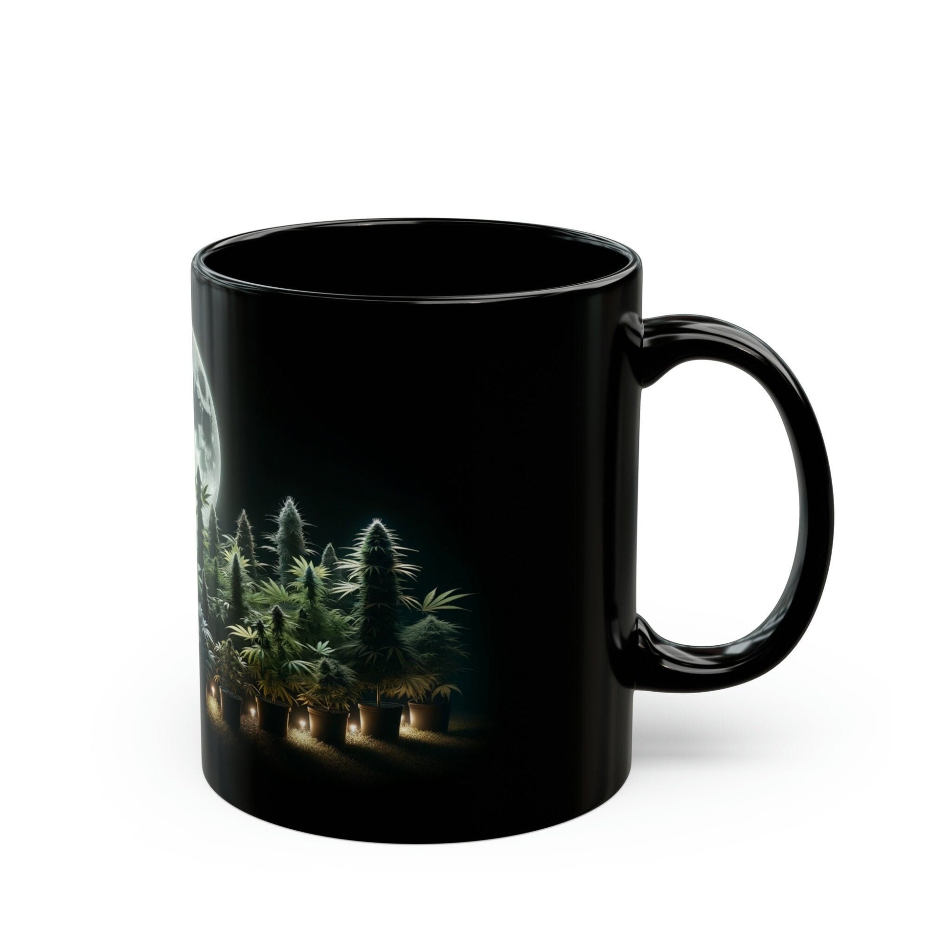 NIGHTTIME GROW - Black Base WEED Coffee Mugs - Perfect Gift for Smokers, Stoners, Marijuana Lovers, Growers; Weed Mug / Space Mug