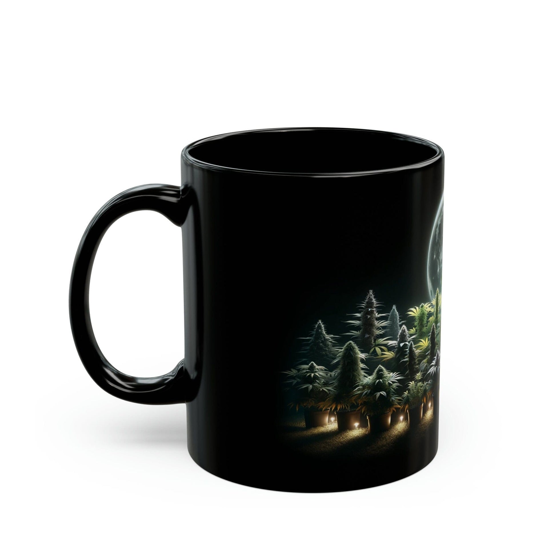 NIGHTTIME GROW - Black Base WEED Coffee Mugs - Perfect Gift for Smokers, Stoners, Marijuana Lovers, Growers; Weed Mug / Space Mug