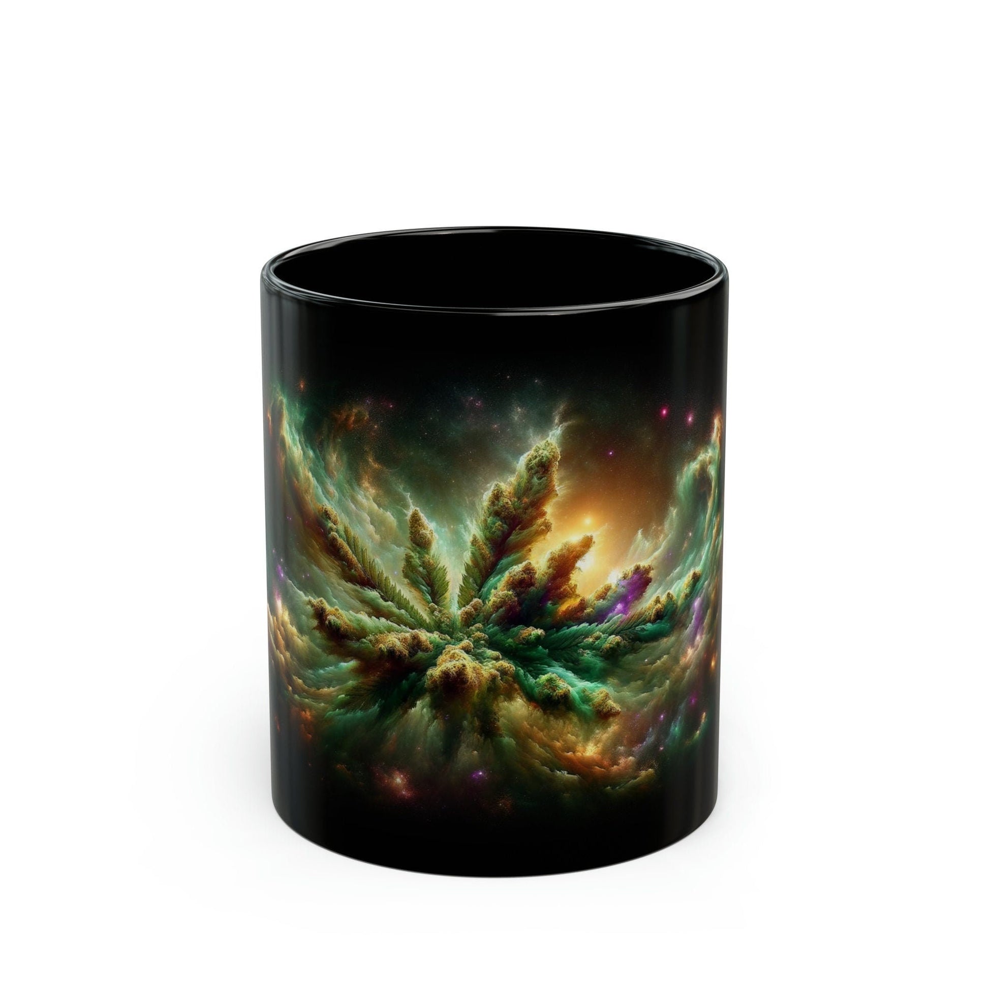 WEED NEBULA - BLACK Base Coffee Mugs - Perfect Gift for Smokers, Stoners, Marijuana Lovers, Growers; Weed Mug / Space Mug for Stoners