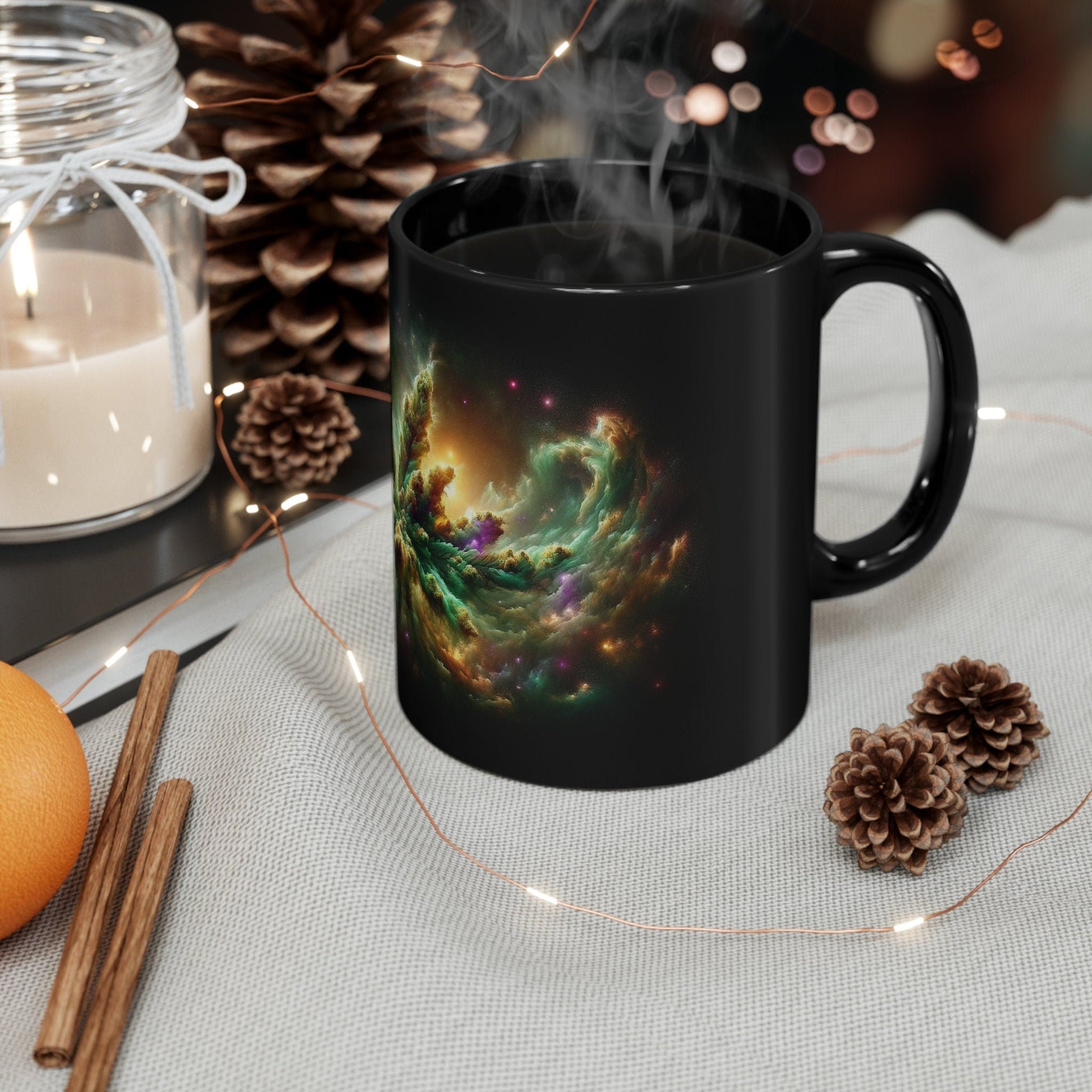 WEED NEBULA - BLACK Base Coffee Mugs - Perfect Gift for Smokers, Stoners, Marijuana Lovers, Growers; Weed Mug / Space Mug for Stoners