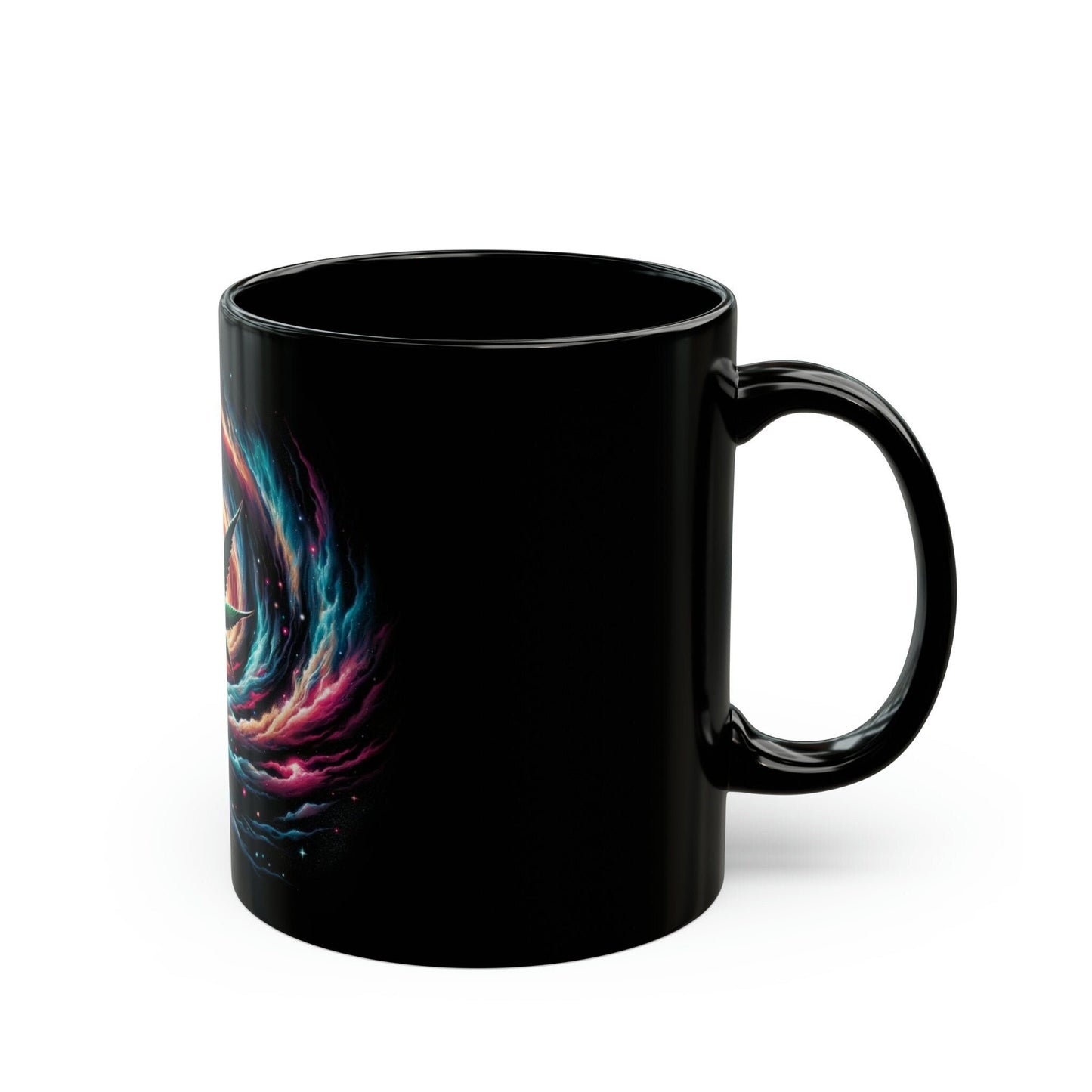 SPACE WEED LEAF - Black Base Coffee Mugs - Perfect Gift for Smokers, Stoners, Marijuana Lovers, Growers; Weed Mug / Space Mug for Stoners