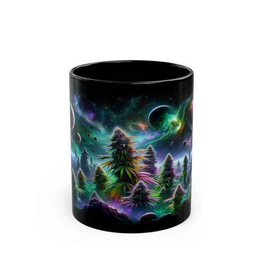 SPACE WEED - BLACK Themed Coffee Mugs - Perfect Gift for Smokers, Stoners, Marijuana Lovers, Growers; Weed Mug / Space Mug for Stoners