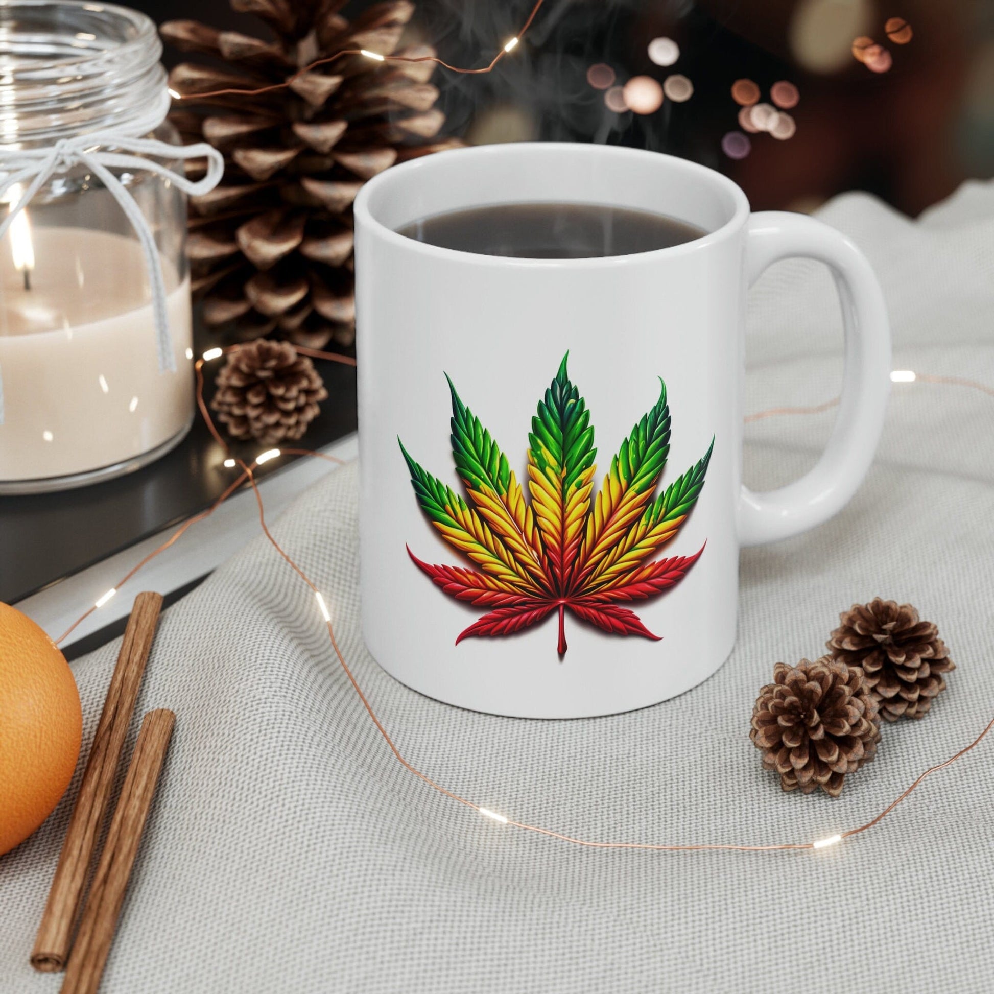 RASTA WEED LEAF - Marijuana Themed Coffee Mugs - Perfect Gift for Smokers / Stoners; Wake and Bake Mug - Weed Mug / Stoner Mug