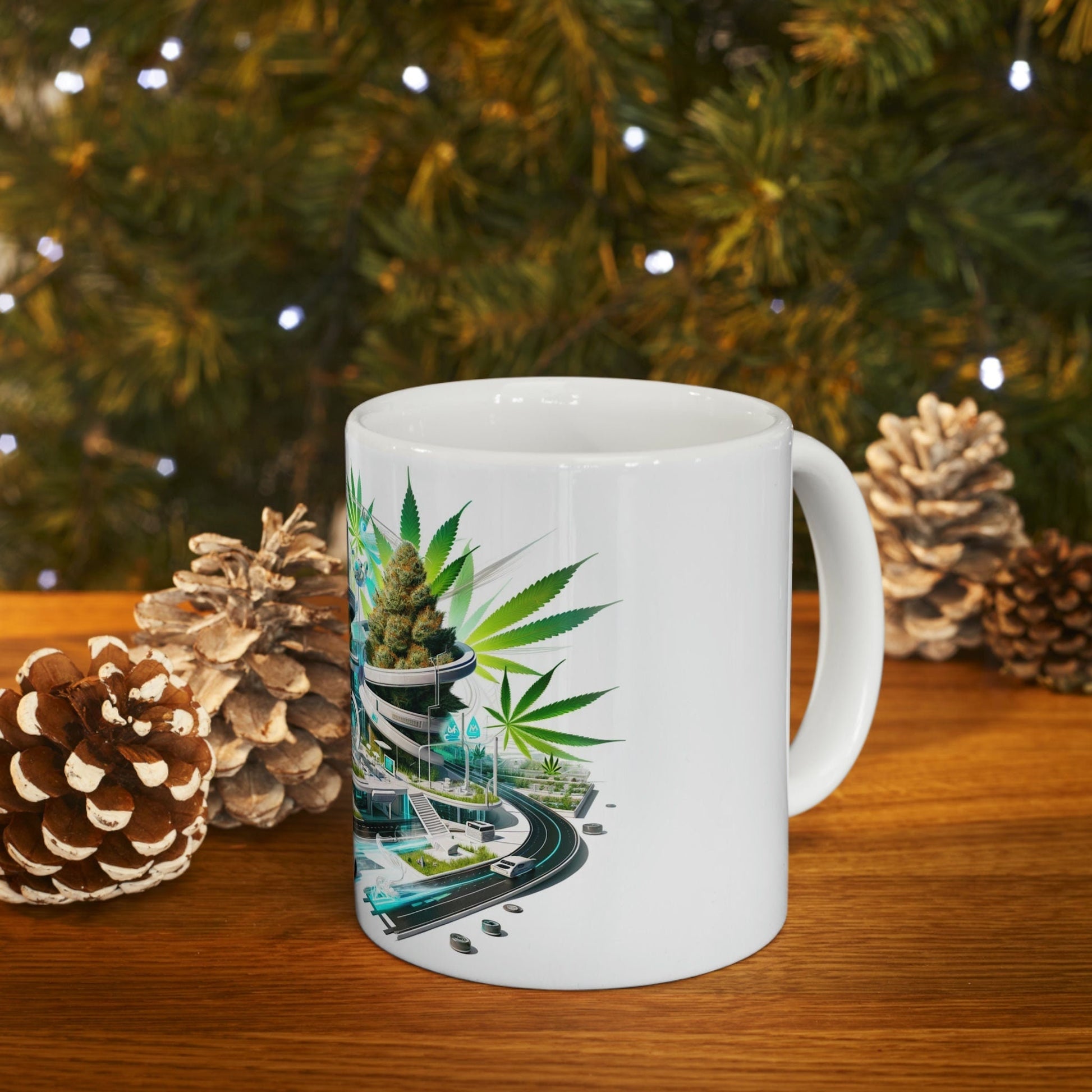 WEED CITY Futuristic - Marijuana Themed Coffee Mug - Perfect Gift for Smokers, Marijuana Lovers; Wake and Bake Mug - Weed Mug / Stoner Mug