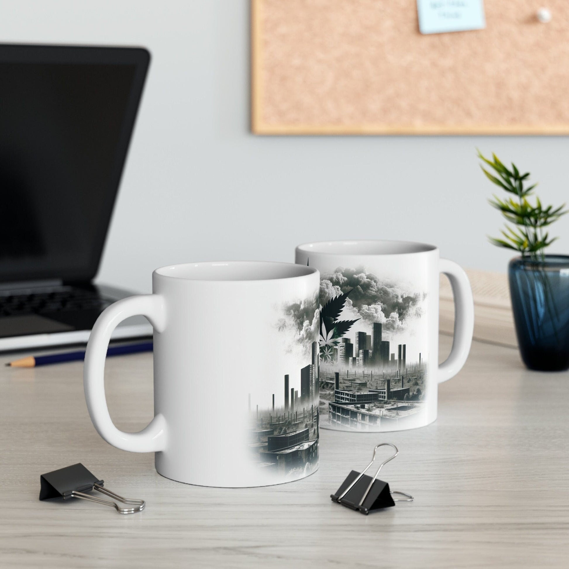 DYSTOPIAN WEED CITY - Marijuana Themed Coffee Mugs - Perfect Gift for Smokers / Stoners; Wake and Bake Mug - Weed Mug / Stoner Mug