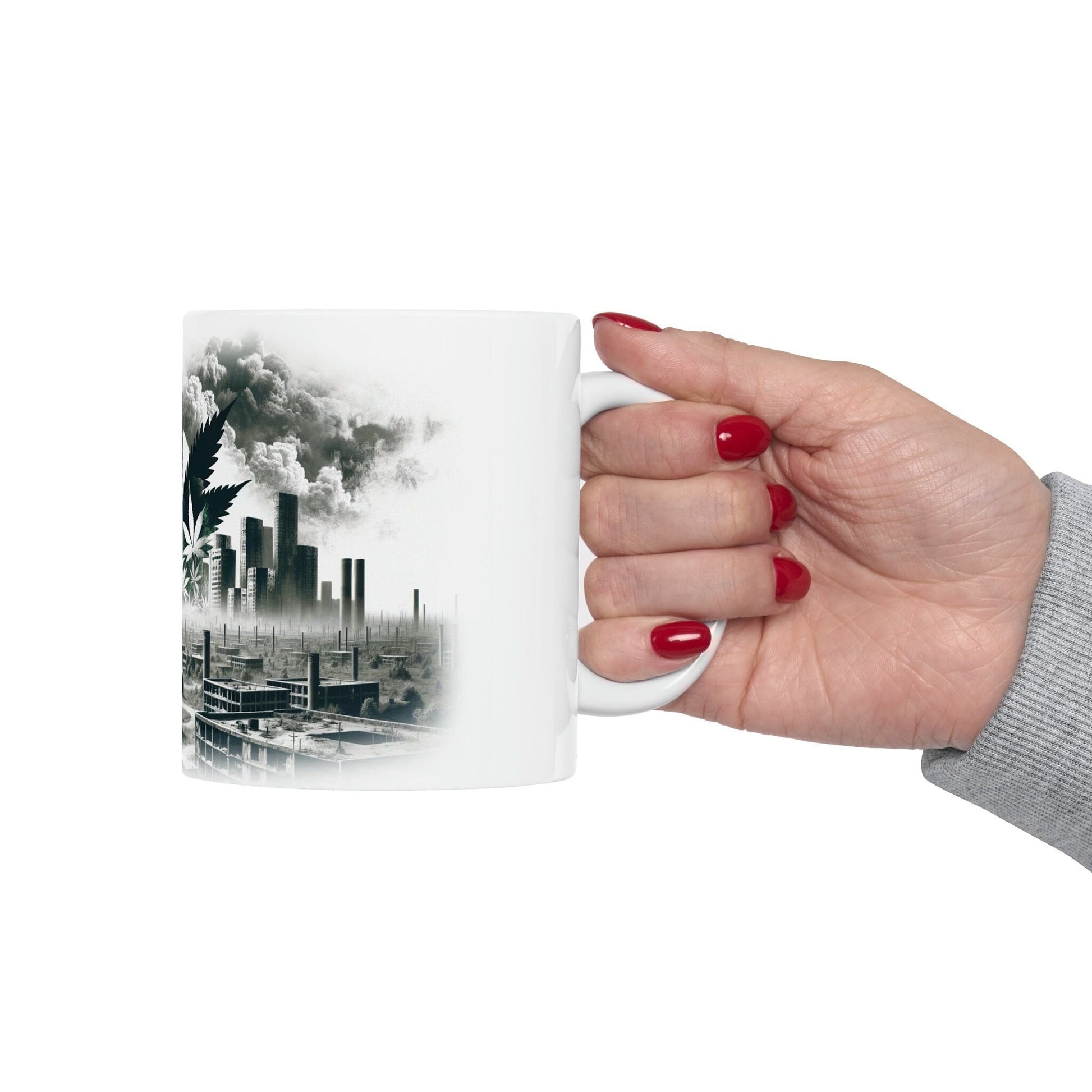 DYSTOPIAN WEED CITY - Marijuana Themed Coffee Mugs - Perfect Gift for Smokers / Stoners; Wake and Bake Mug - Weed Mug / Stoner Mug