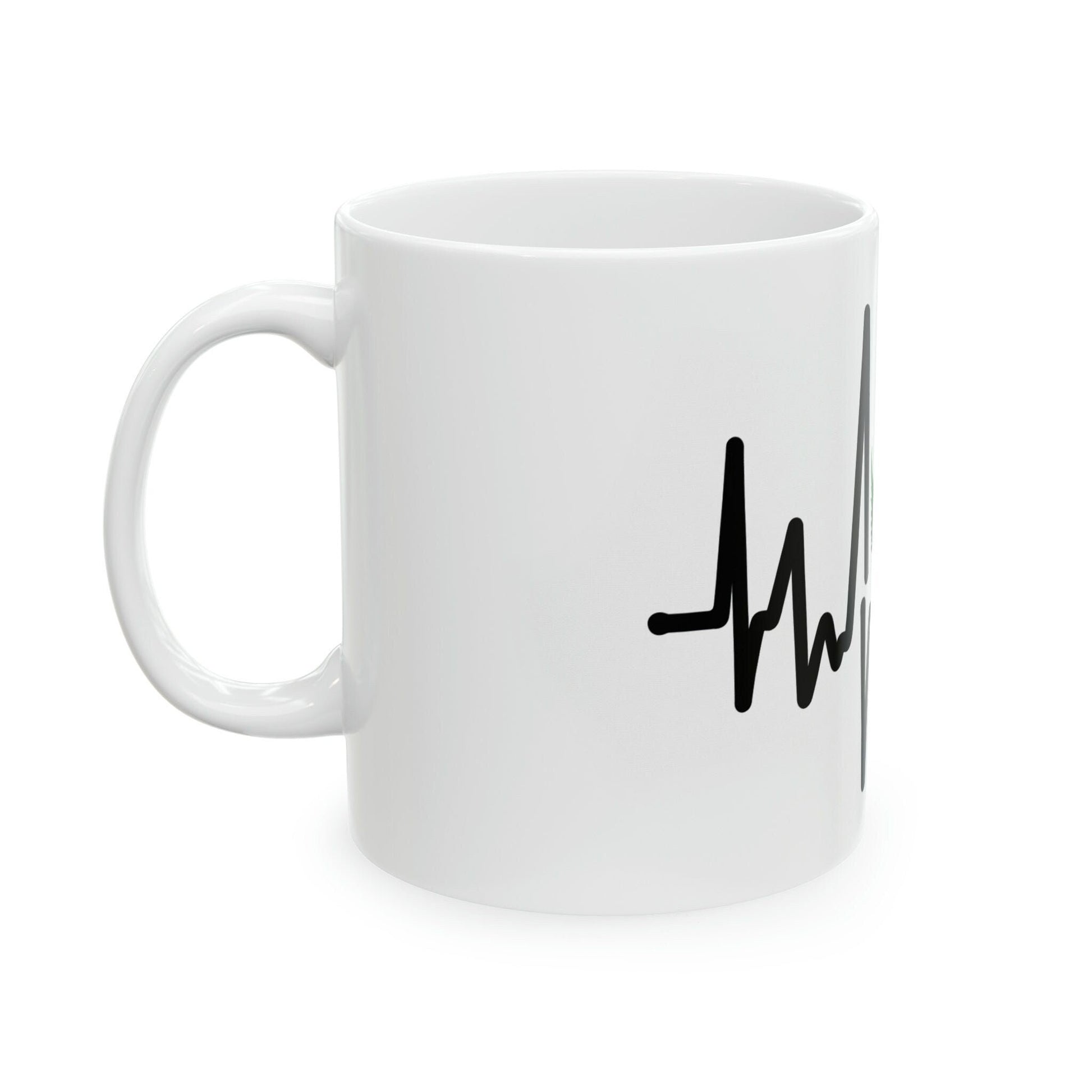 WEED HEARTBEAT - Marijuana Themed Coffee Mugs - Perfect Gift for Smoker, Stoners, Marijuana Lover; Wake and Bake Mug - Weed Mug / Stoner Mug