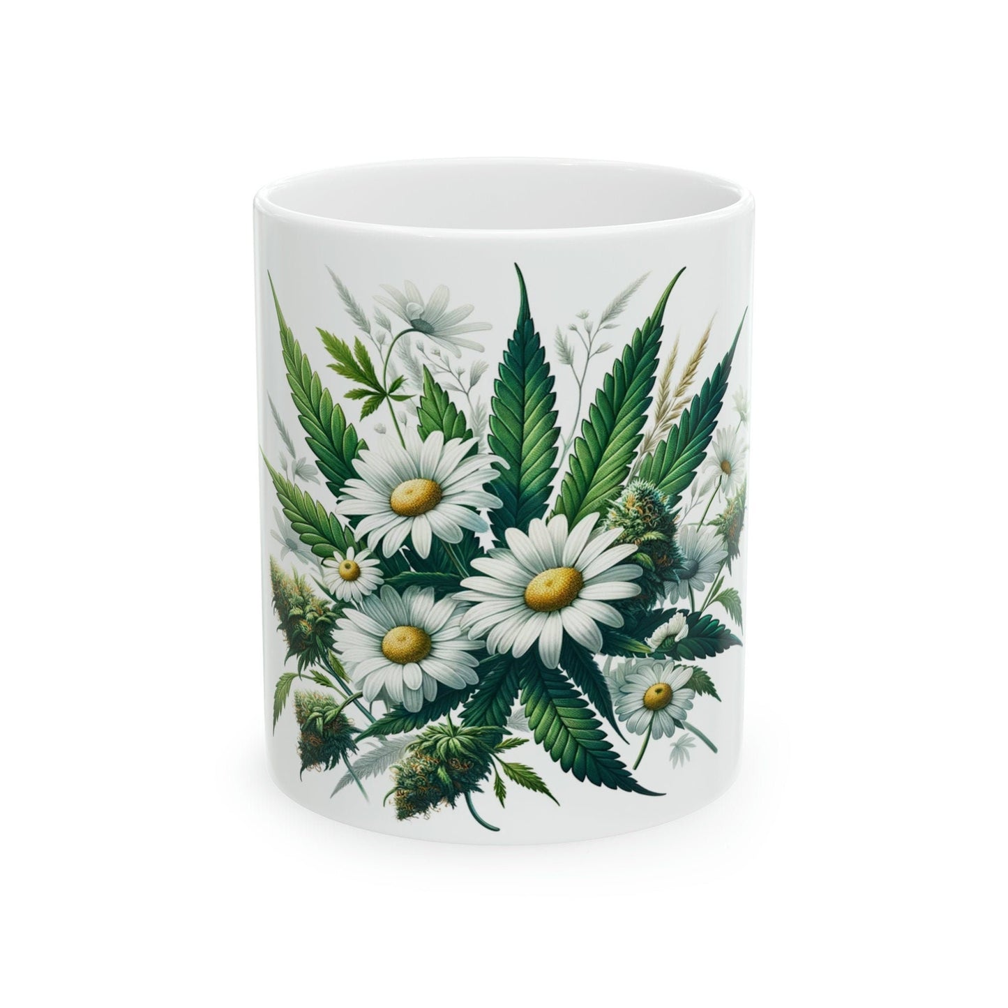 DAISY Flower - WEED Themed Coffee Mugs - Perfect Gift for Smokers, Stoners, Marijuana Lovers; Wake and Bake Mug - Marijuana Mug / Stoner Mug