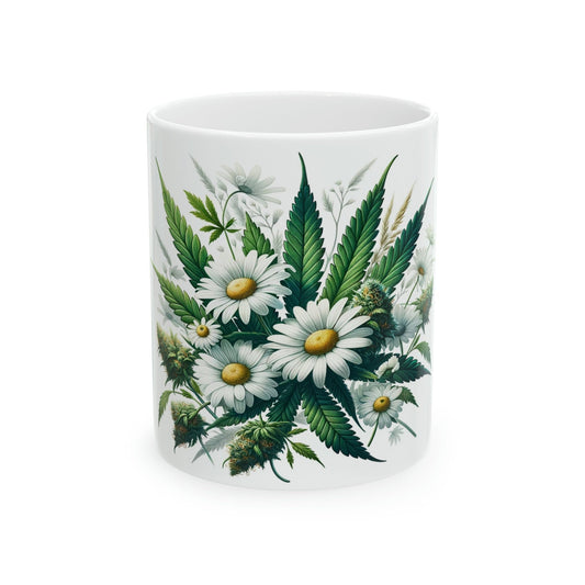 DAISY Flower - WEED Themed Coffee Mugs - Perfect Gift for Smokers, Stoners, Marijuana Lovers; Wake and Bake Mug - Marijuana Mug / Stoner Mug