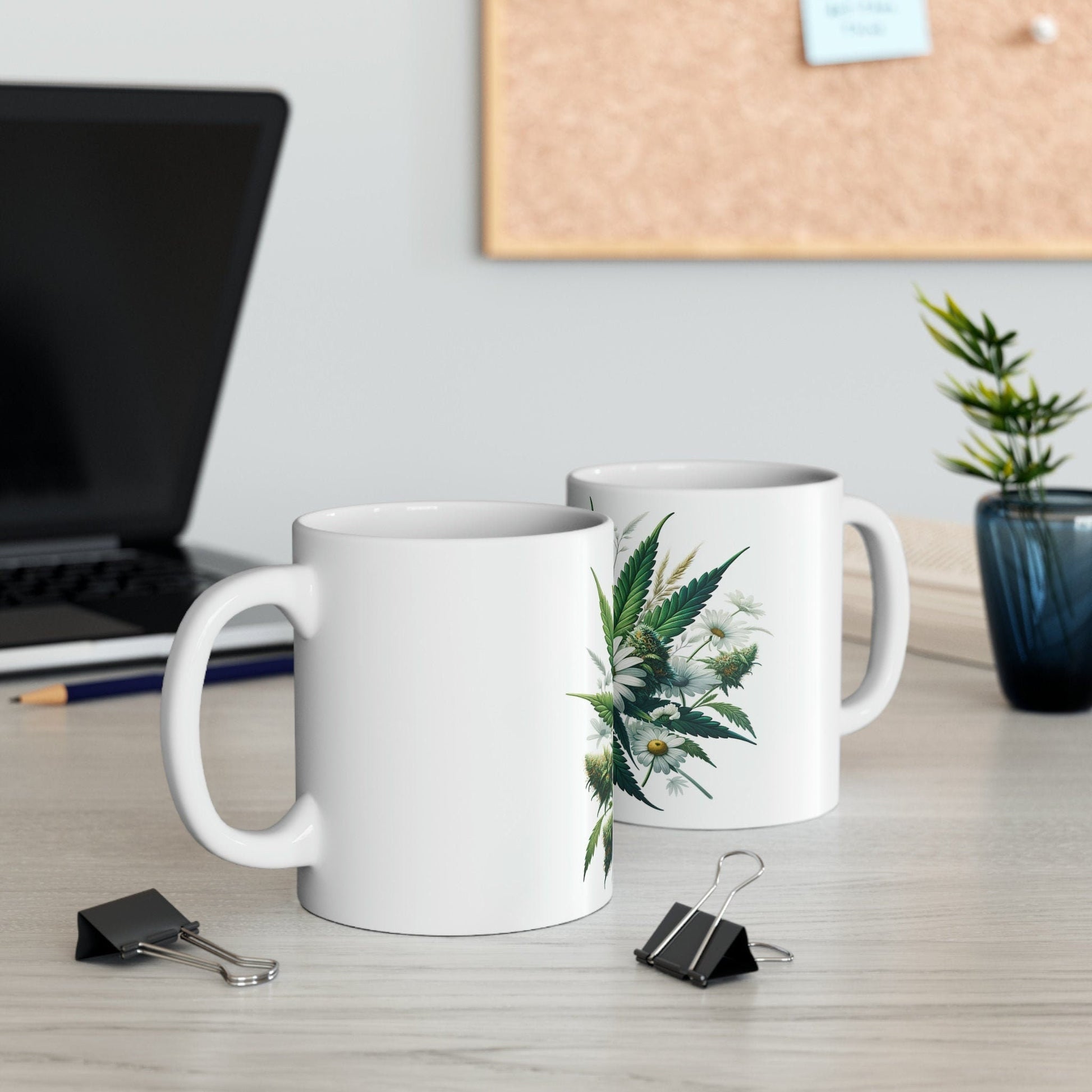 DAISY Flower - WEED Themed Coffee Mugs - Perfect Gift for Smokers, Stoners, Marijuana Lovers; Wake and Bake Mug - Marijuana Mug / Stoner Mug