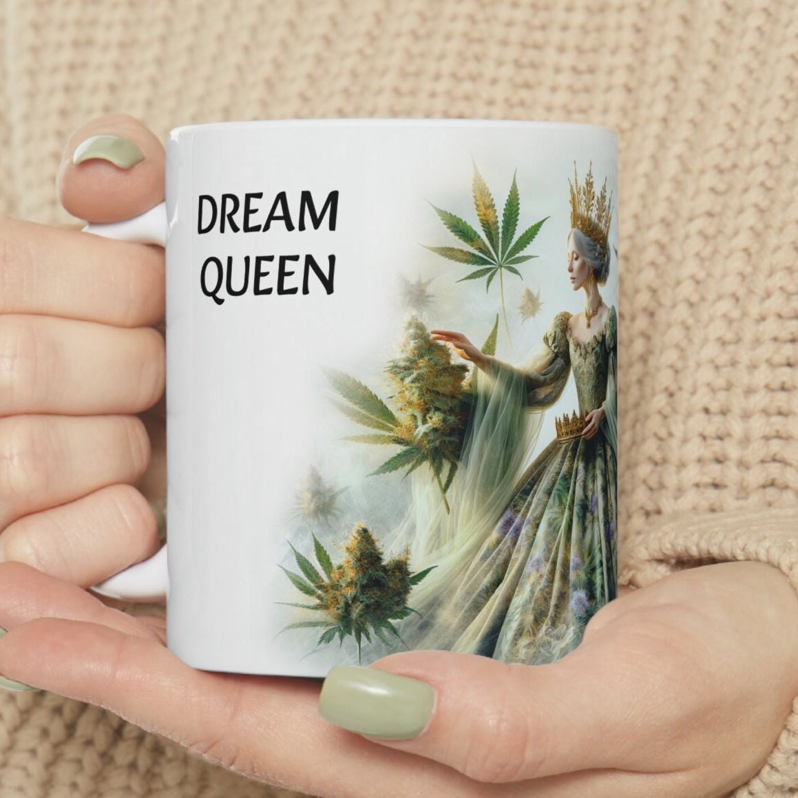 DREAM QUEEN - WEED Strain Themed Coffee Mugs - Perfect Gift for Smokers, Stoners, Marijuana Lovers; Wake and Bake Essentials