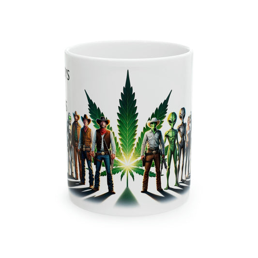 COWBOYS & ALIENS - WEED Strain Themed Coffee Mugs - Perfect Gift for Smokers, Stoners, Marijuana Lovers; Wake and Bake Essentials