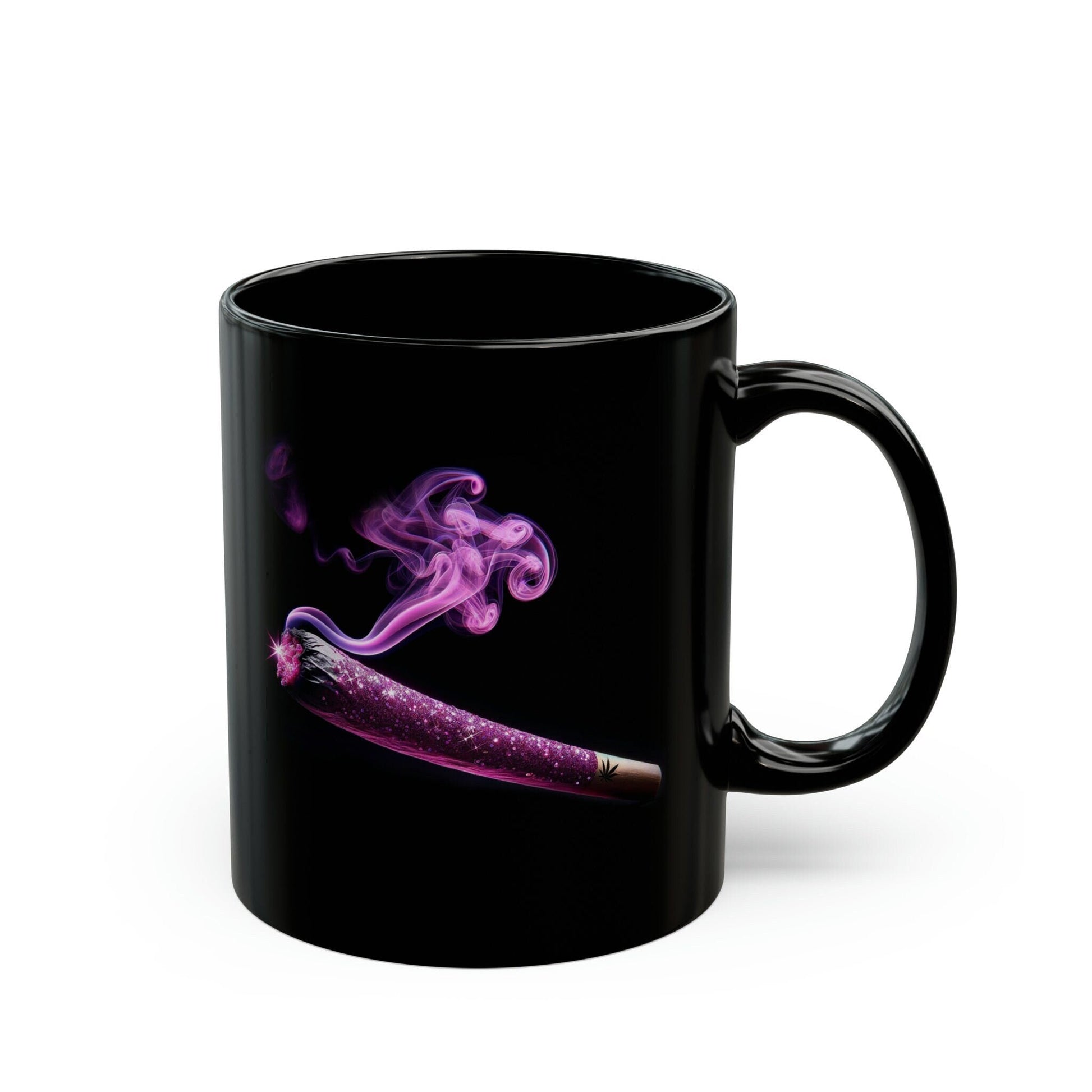 GLITTER JOINT Weed Mug - BLACK Themed Coffee Mugs - Perfect Gift for Smokers, Stoners, Marijuana Lovers, Growers; Smoker Enthusiasts