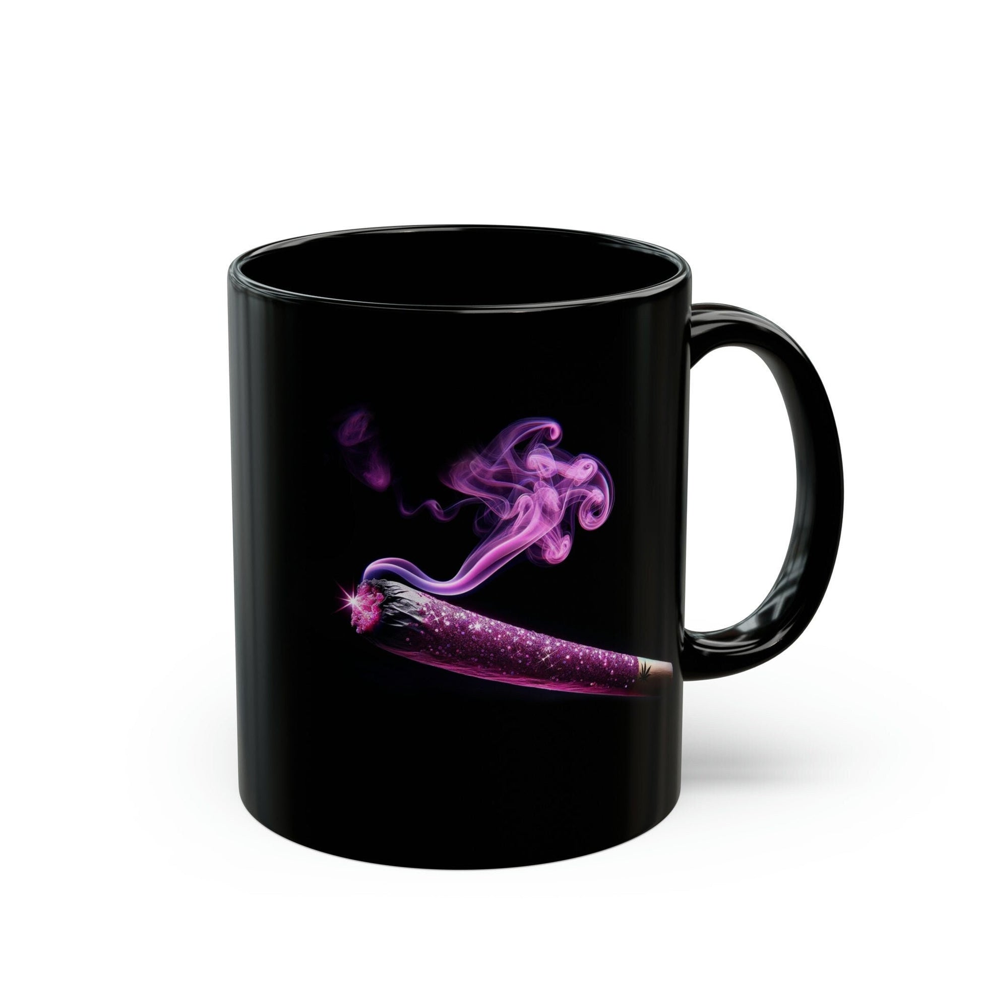 GLITTER JOINT Weed Mug - BLACK Themed Coffee Mugs - Perfect Gift for Smokers, Stoners, Marijuana Lovers, Growers; Smoker Enthusiasts