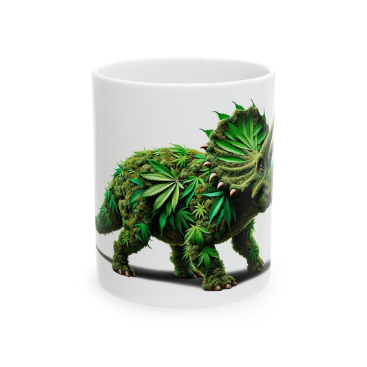 TRICERATOPS - WEED Themed Coffee Mugs - Perfect Gift for Smokers, Stoners, Growers; Animal Lovers - Marijuana Mug for Wake and Bake