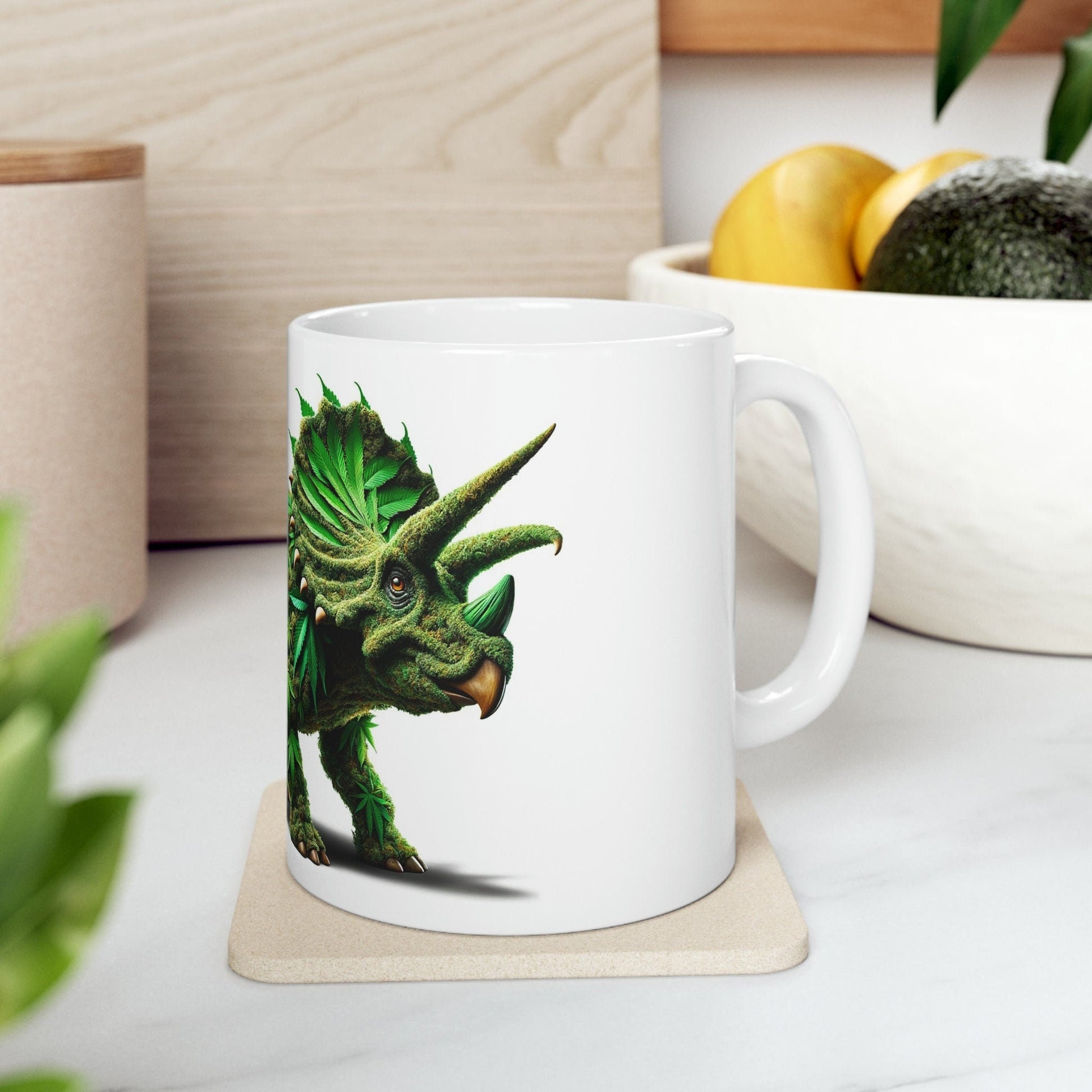 TRICERATOPS - WEED Themed Coffee Mugs - Perfect Gift for Smokers, Stoners, Growers; Animal Lovers - Marijuana Mug for Wake and Bake