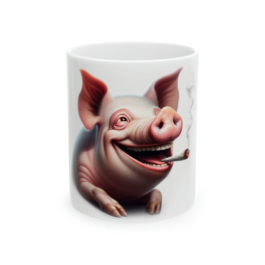 PIG - WEED Themed Coffee Mugs - Perfect Gift for Smokers, Stoners, Growers; Animal Lovers - Marijuana Mug for Wake and Bake